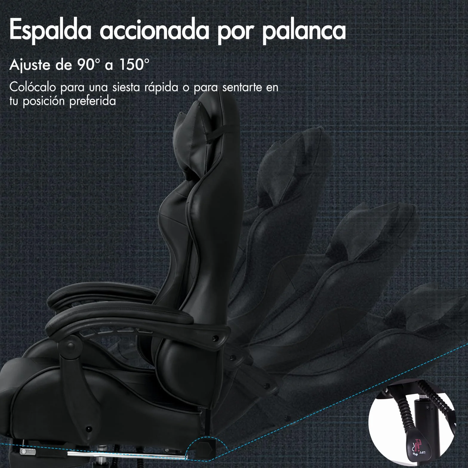 ALFORDSON Silla Gaming Escritorio con Masajeador, Silla Gamer Ergonómica Cojín Lumbar y Cervical, Reposapiés Retráctil, Ruedas Giratorias 360°, para Oficina, Videojuego, Ordenador, Cuero PU(Negra)