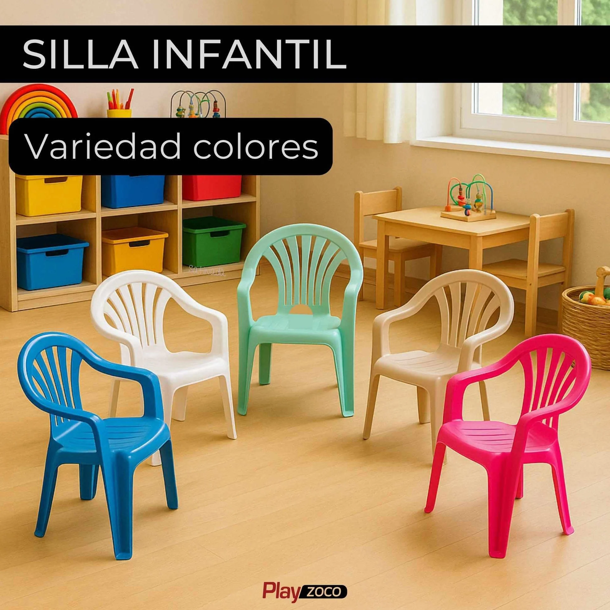 TECHZOCO Silla Infantil de Plástico, Silla para niños, Silla Escolar para niños, Fabricado en Plástico, Ideal para Jugar, Leer, Dibujar o Comer, Altura Total 49.5 cm, Color Verde Claro