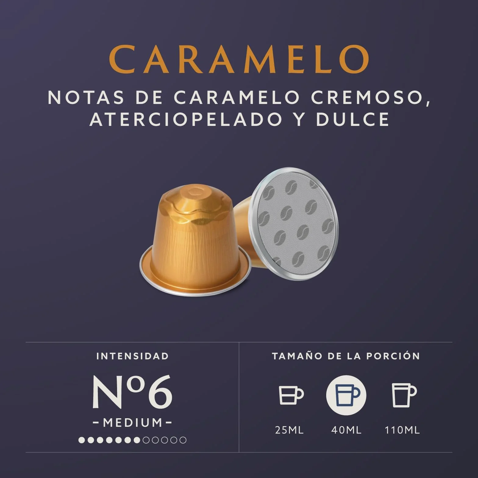 Cápsulas de Aluminio de Café Sabor Caramelo Compatibles con Nespresso, 20 Unidades, Certificadas por Rainforest Alliance