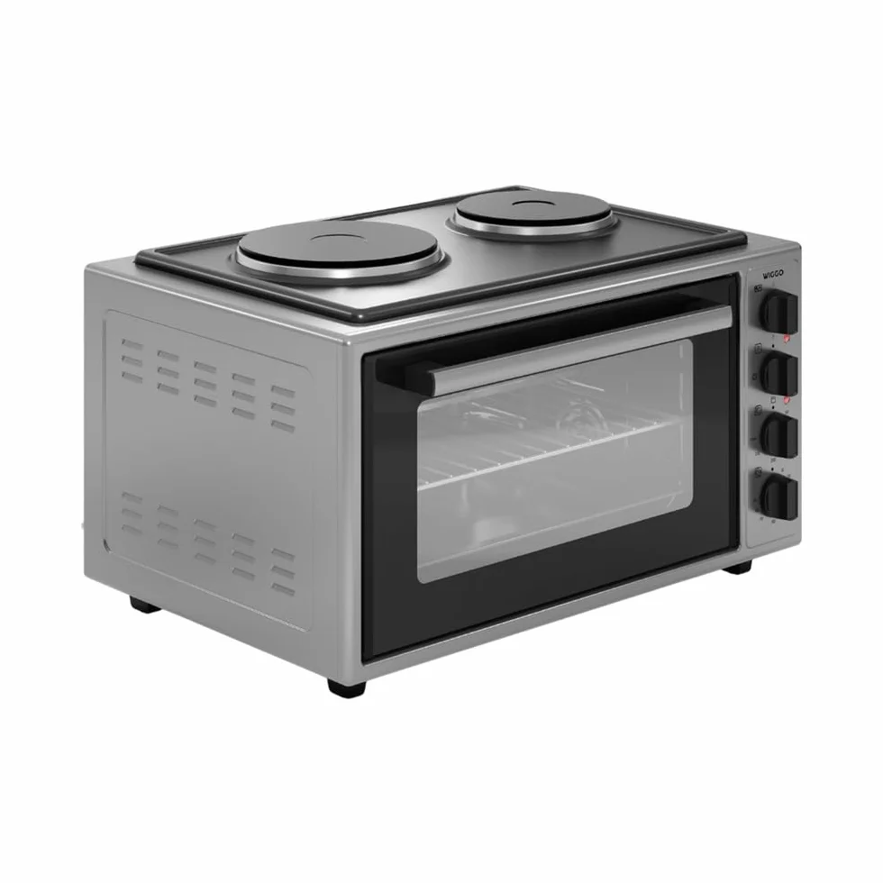 Wiggo Minihorno con placa de cocción 2000 W 45 litros 6 en 1 funciones gris