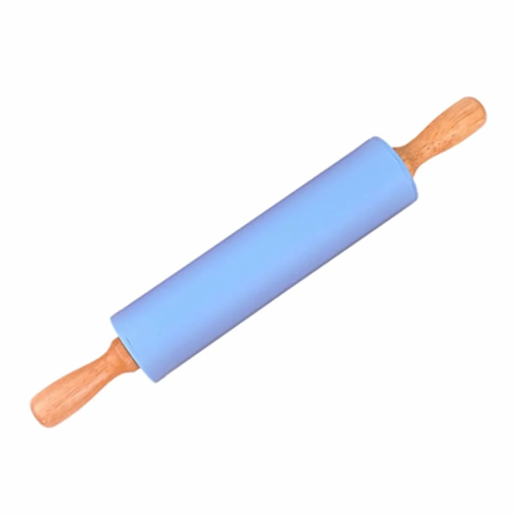 rodillo, Rodillo de masa repostería silicona antiadherente con mango(Blue,S:22.5 cmx4 cm)