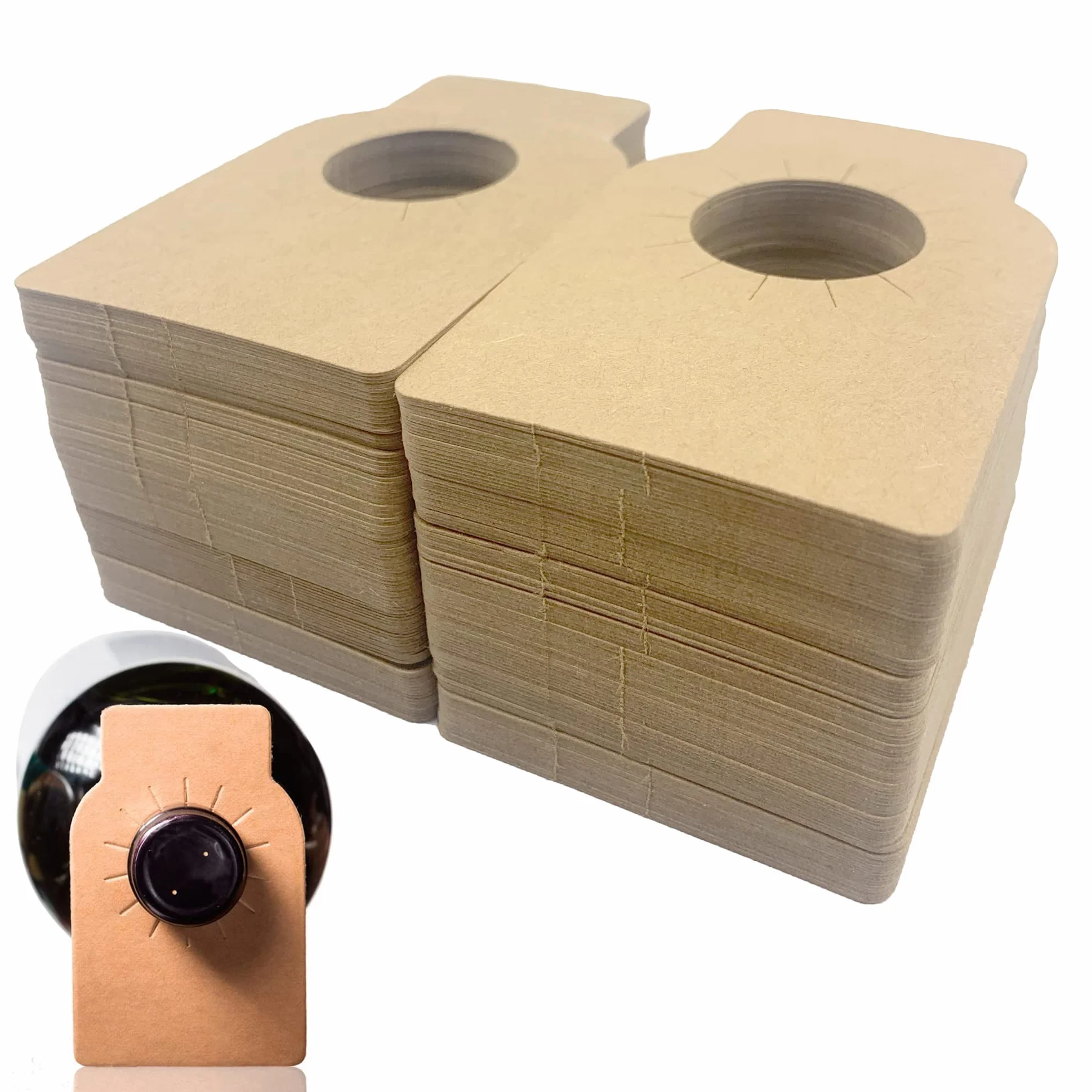 Etiquetas de papel Kraft para botellas de vino - 100 unidades