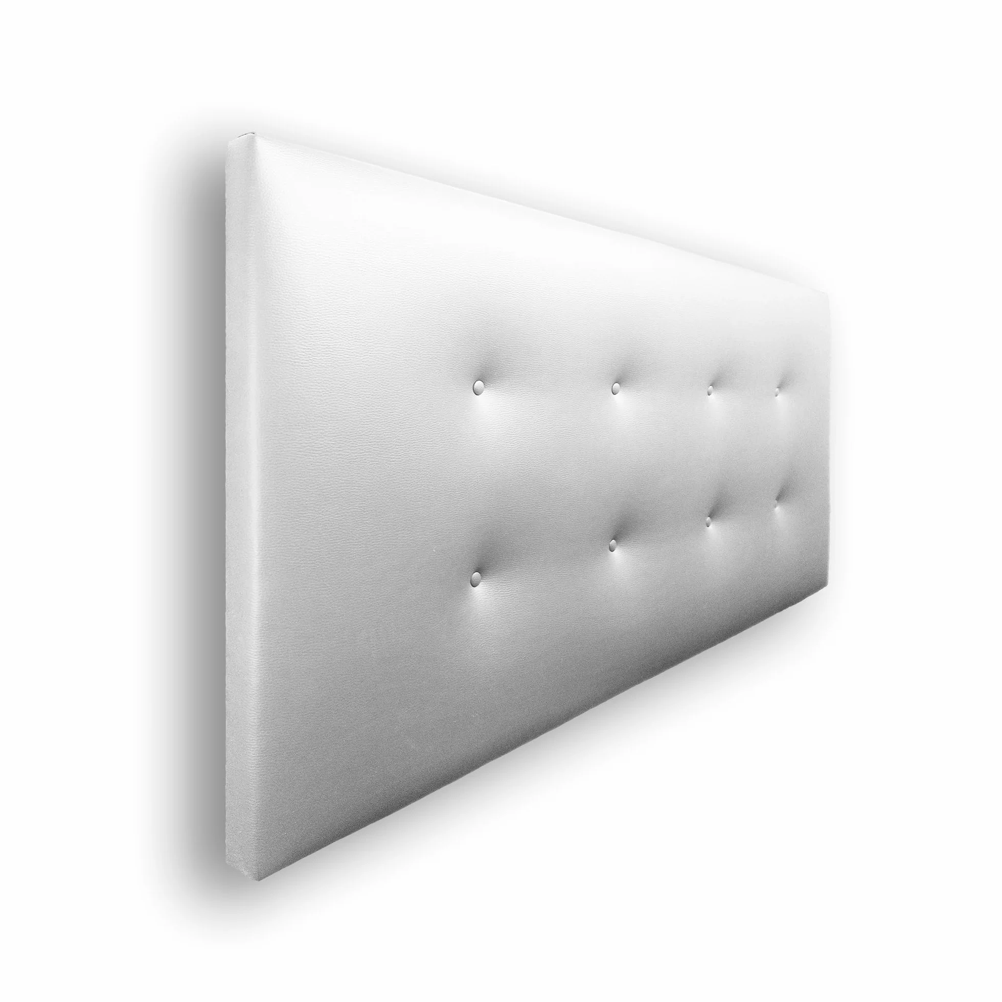 Silcar Home - Cabecero de Cama Carlo 135 Blanco - Estructura de Madera, Tapizado en Polipiel, Diseño Moderno con Dos hileras Botones, Fácil Instalación - Polipiel Blanco, 135 cm