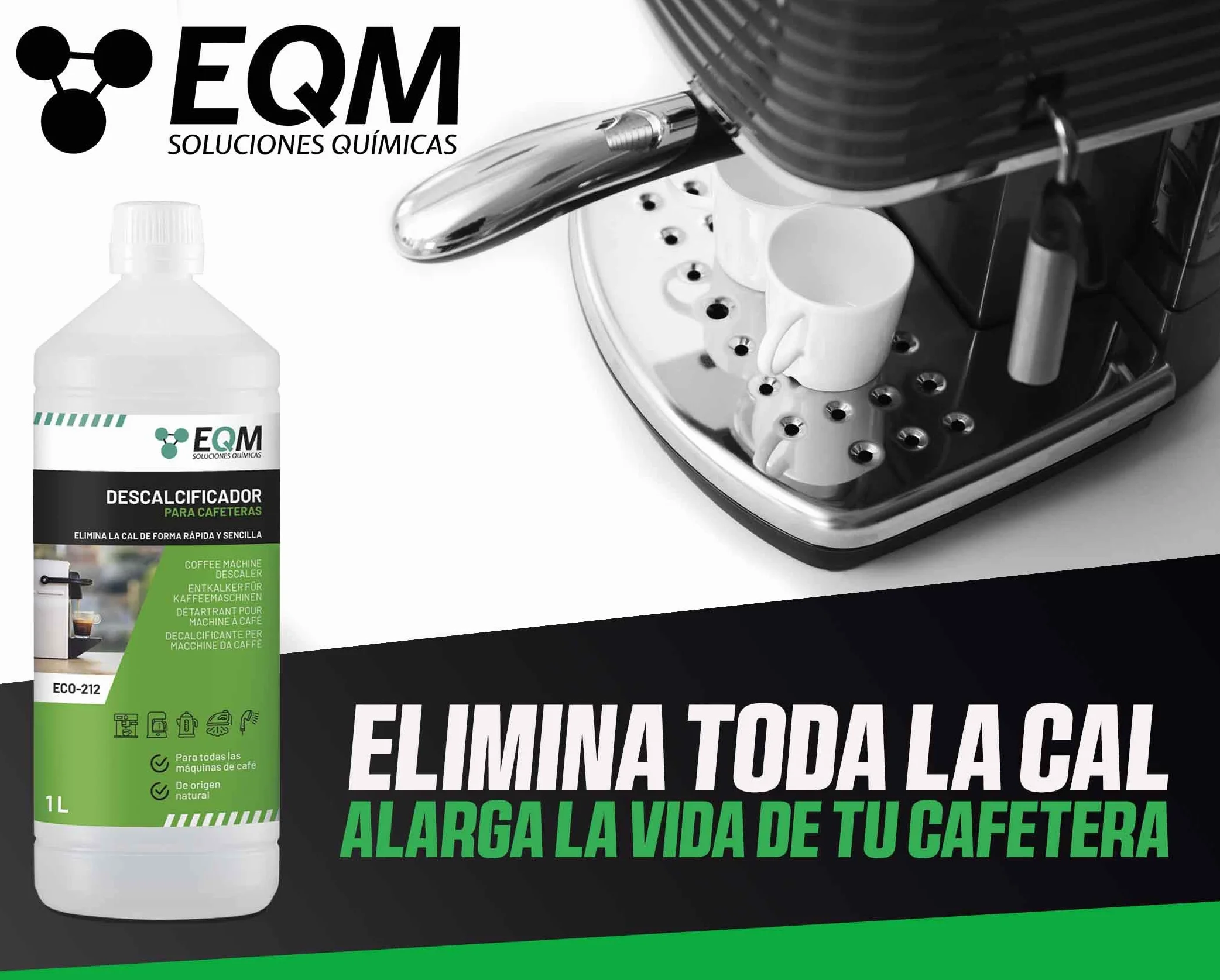 Descalcificador para Cafeteras 1L Origen Natural 100% Compatible con Todas las Máquinas de Café