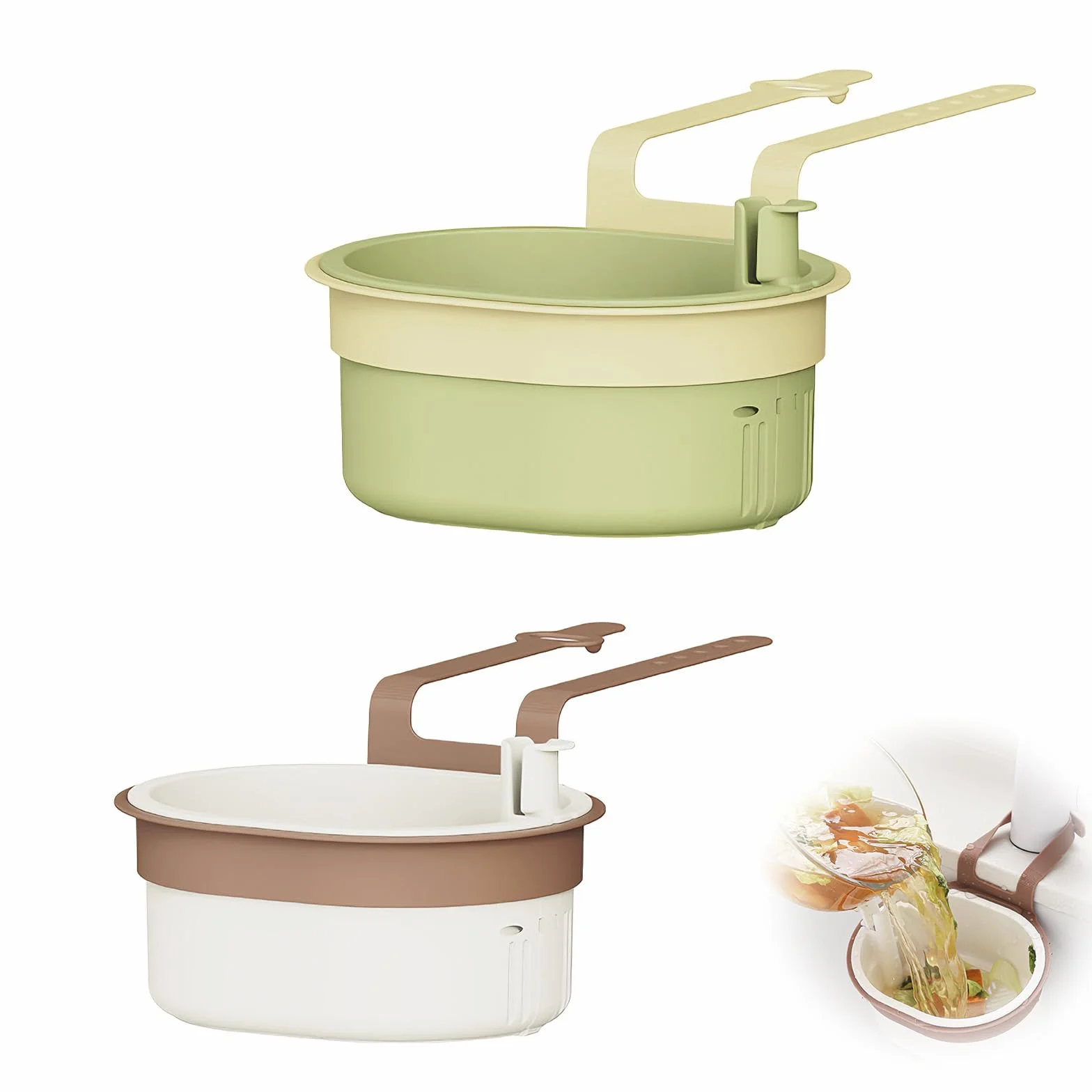 Cesta Colador para Fregadero con Botón de Presión, Escurridor de Cocina, 2 Piezas