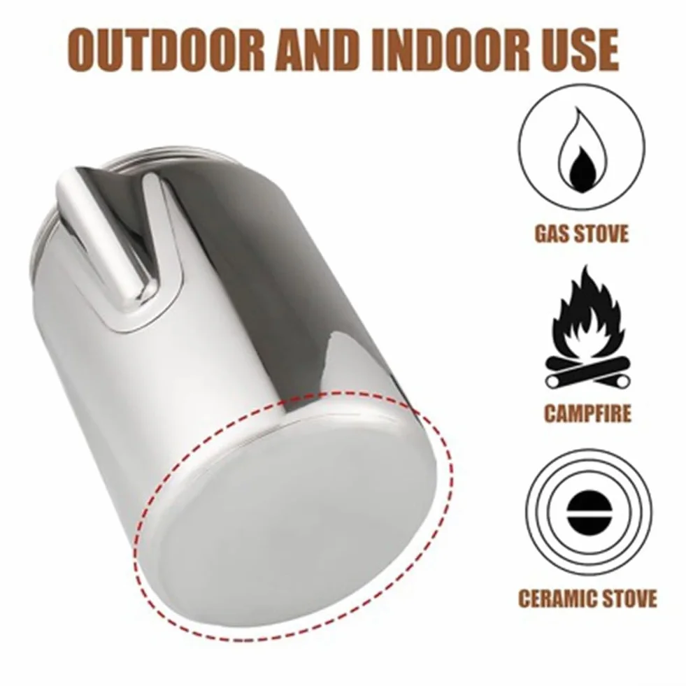 Percolador de café de acero inoxidable 9 tazas para fogata, camping con mango de madera compatible con inducción