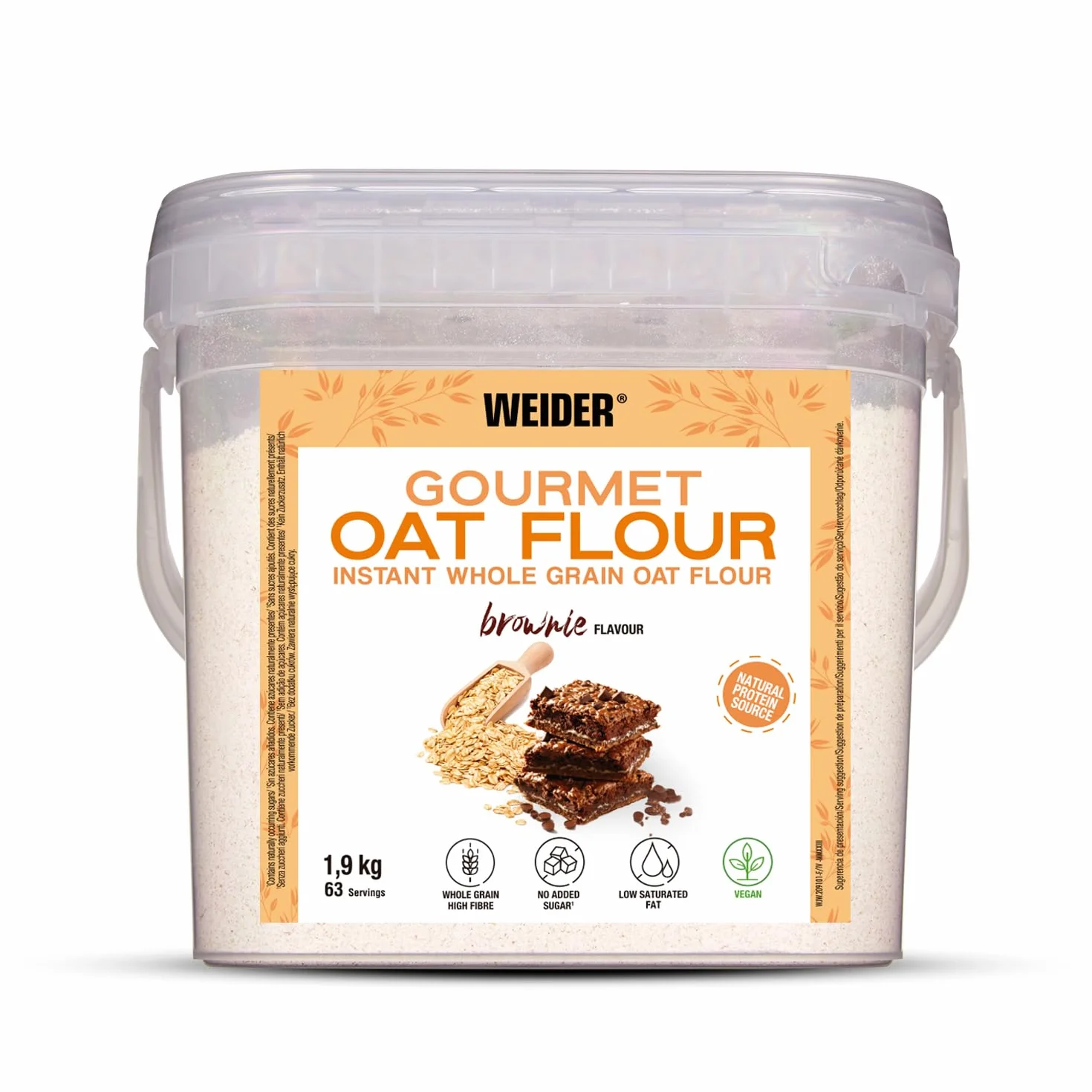 Weider Oat Gourmet Harina de Avena Integral Proteína Bajo Azúcar Sabor Brownie 1,9 kg