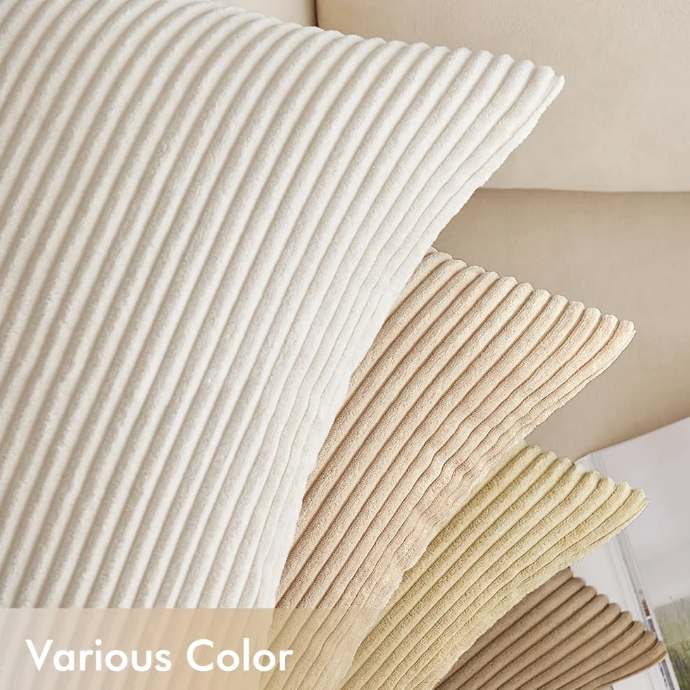 EMEMA Funda Cojines 4 Piezas 45x45 cm Corduroy Pana Rayas Decoración Moderna para Sofá