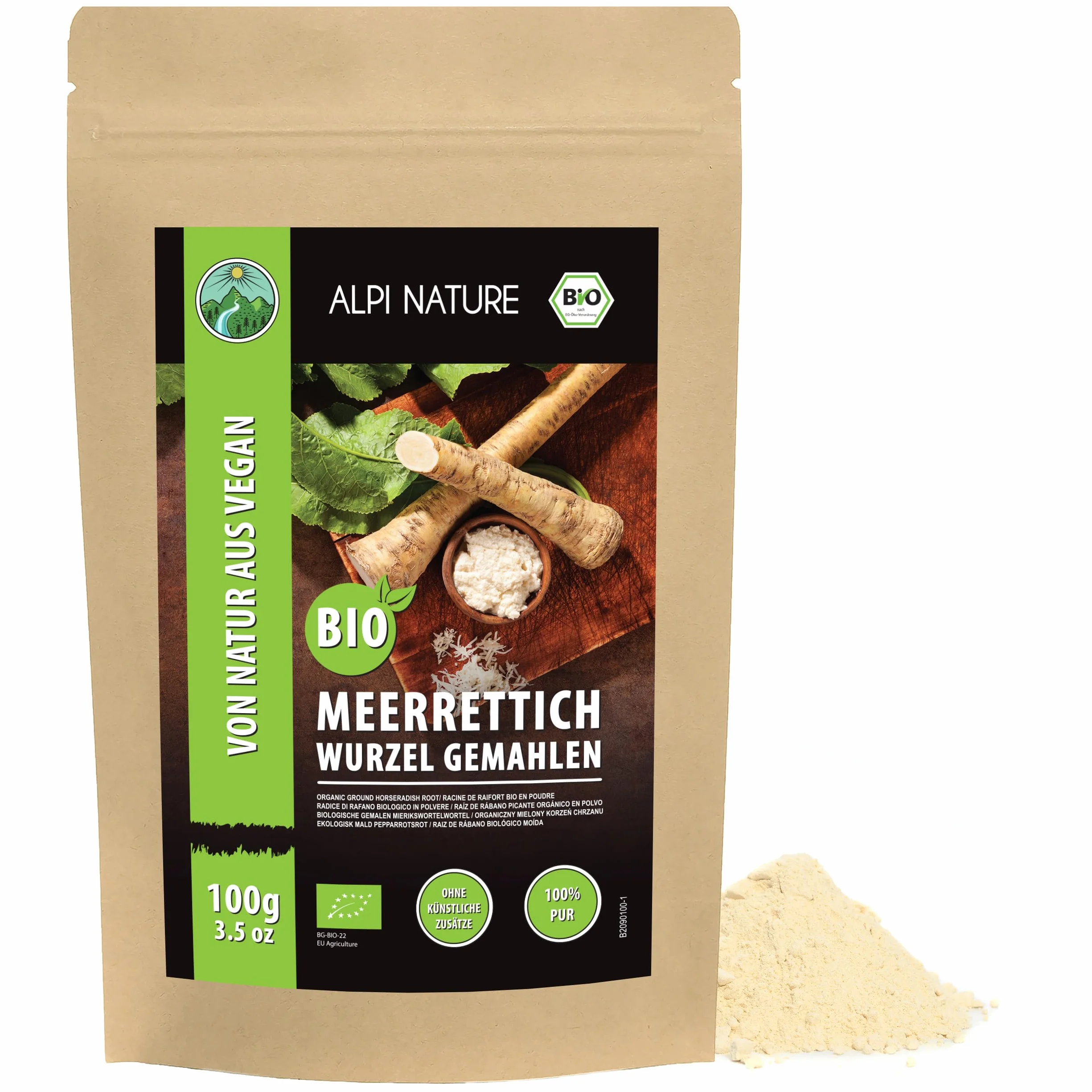 Alpi Nature Rábano Picante Orgánico Molido 100g, Polvo de Raíz