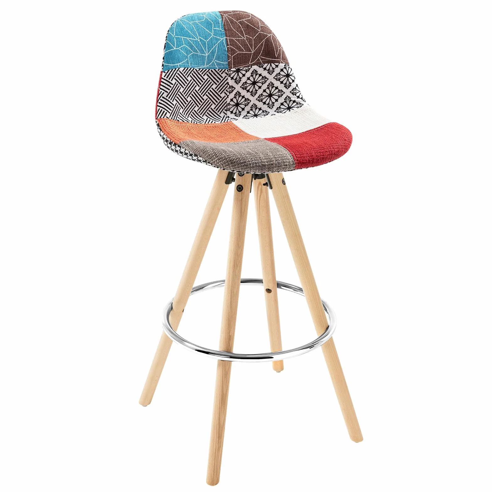 WOLTU Juego de 2 Taburetes de Bar con Respaldo y Reposapiés, Tela, Multicolor