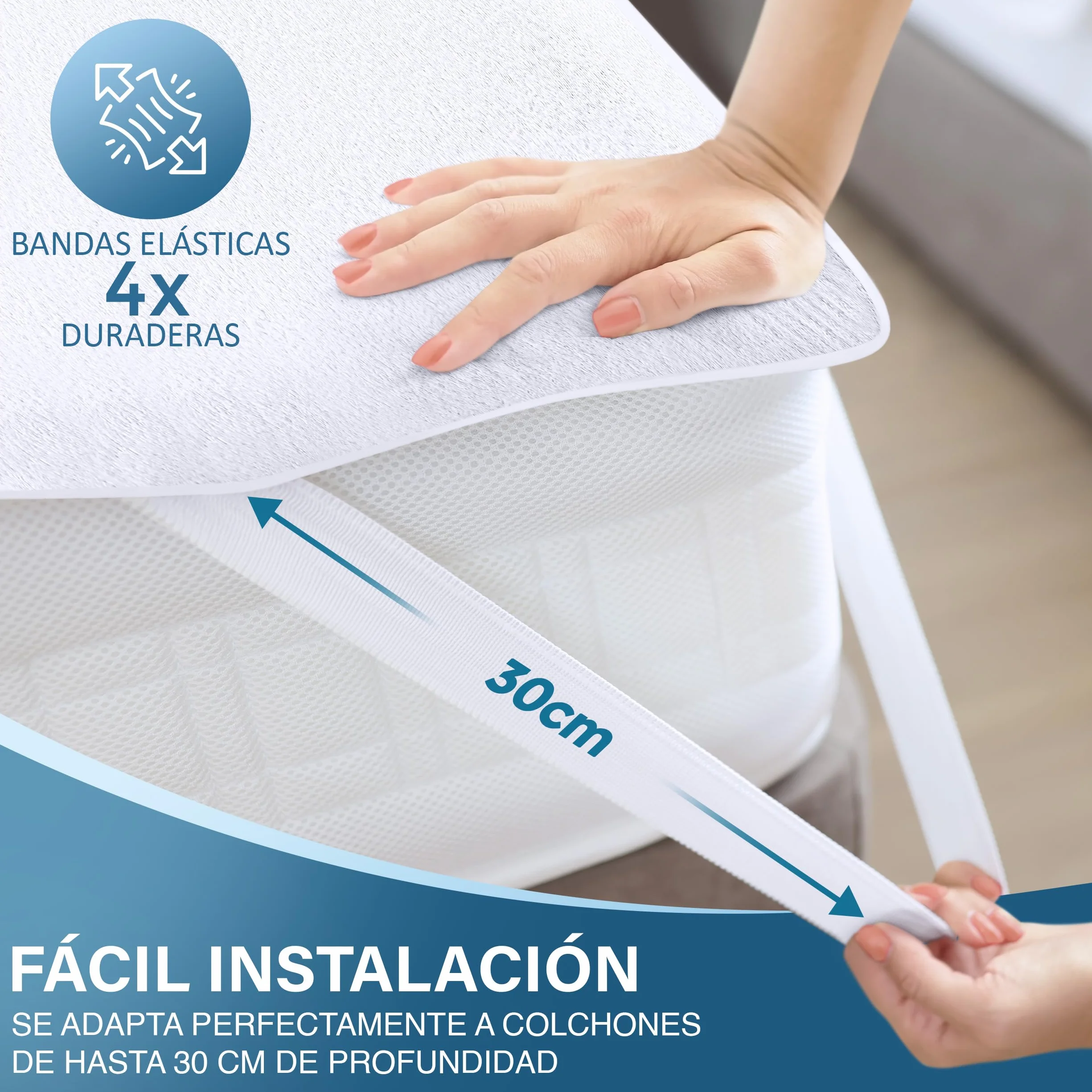 Utopia Bedding Protector Colchón 135 x 190 cm Impermeable, 4 Esquinas Elásticas, Certificación Oeko-Tex, Funda Colchón, Cubre Colchón Transpirable