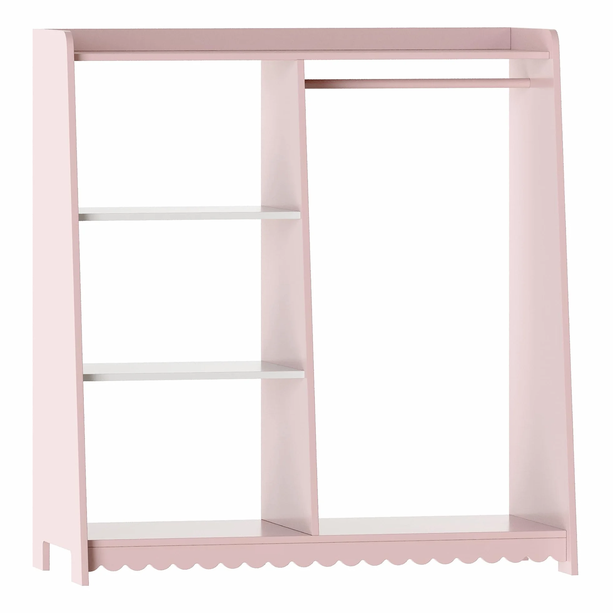 Vestnes Perchero Burro Infantil con Estantería Armario Abierto Ropa 90x80x38 cm Rosa/Blanco