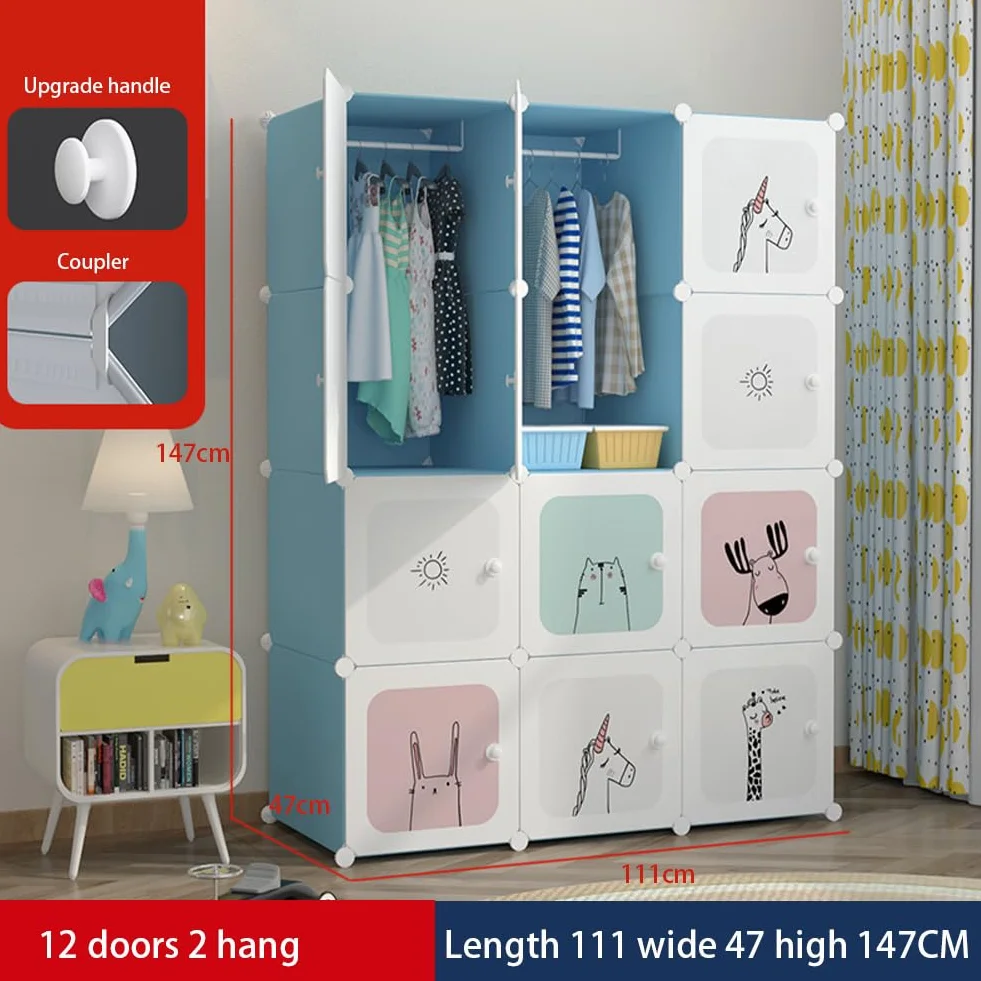 Armario modular infantil blanco 11 x 47 x 147 cm organizador ropa estantería almacenamiento