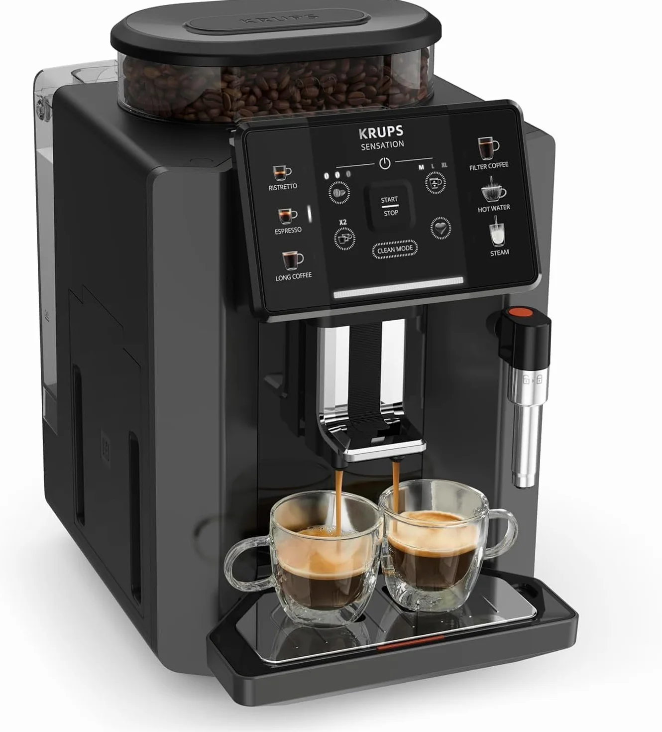 Krups Sensation C50, Cafetera superautomática, Potencia 1450W, Fácil uso, 5 tipos bebidas, Fácil mantenimiento, Alertas lumínicas, Cómoda limpieza, Ajustes personalizados, Boquilla vapor, EA9108