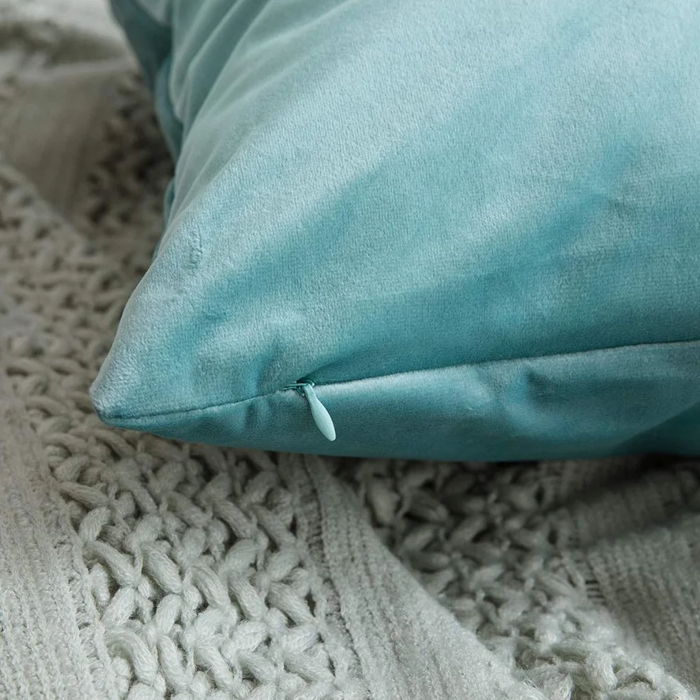 MIULEE Funda Cojines de Terciopelo 40x40cm 2 Piezas Agua Verde para Sofa Cama Silla