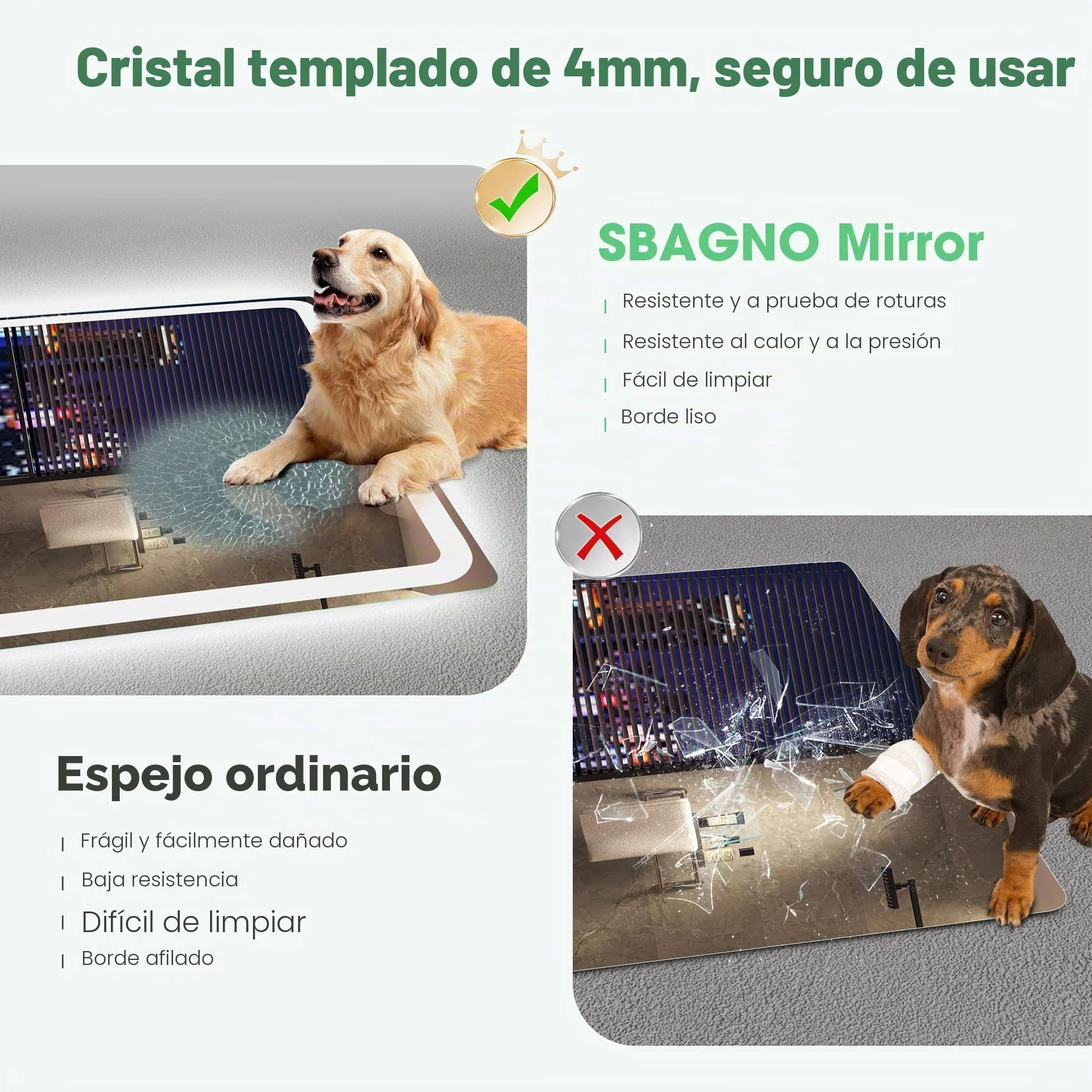S'bagno Espejo Baño LED Bluetooth 100x70cm IP44 Antivaho Regulable 3000K/4000K/6500K