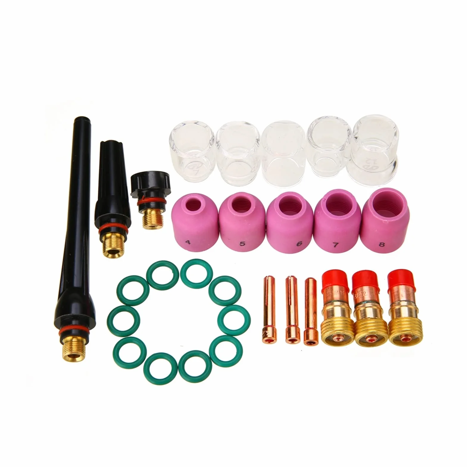 31 unids/Set práctico Kit de soplete Soldadura Gas áspero 6#-12# Vaso Vidrio WP-17/18/26 Accesorios Boquilla