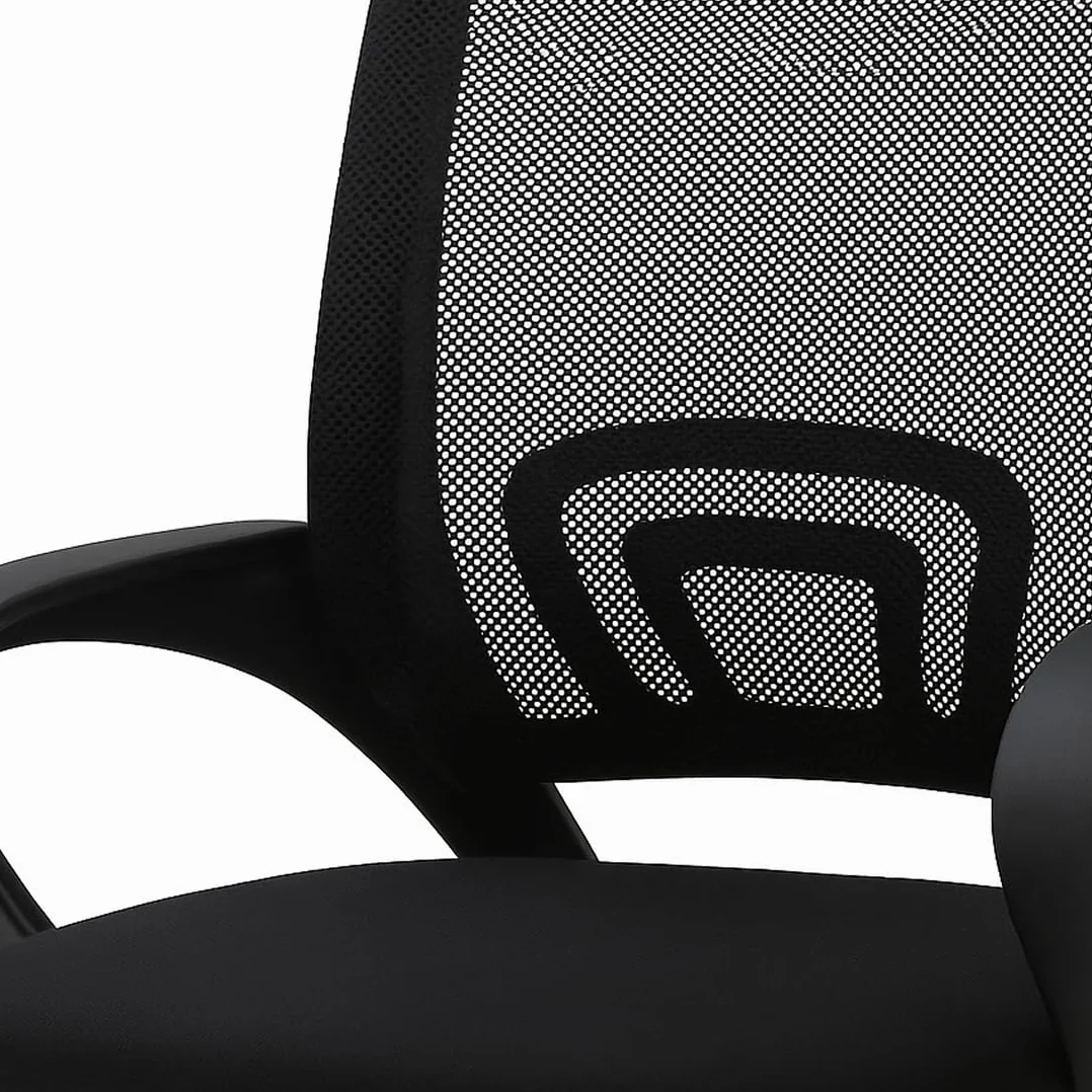 Acomoda Textil Silla de Oficina Ergonómica Respaldo Malla Asiento Tapizado Altura Regulable Base Ruedas 81-90x52x59 cm Negro