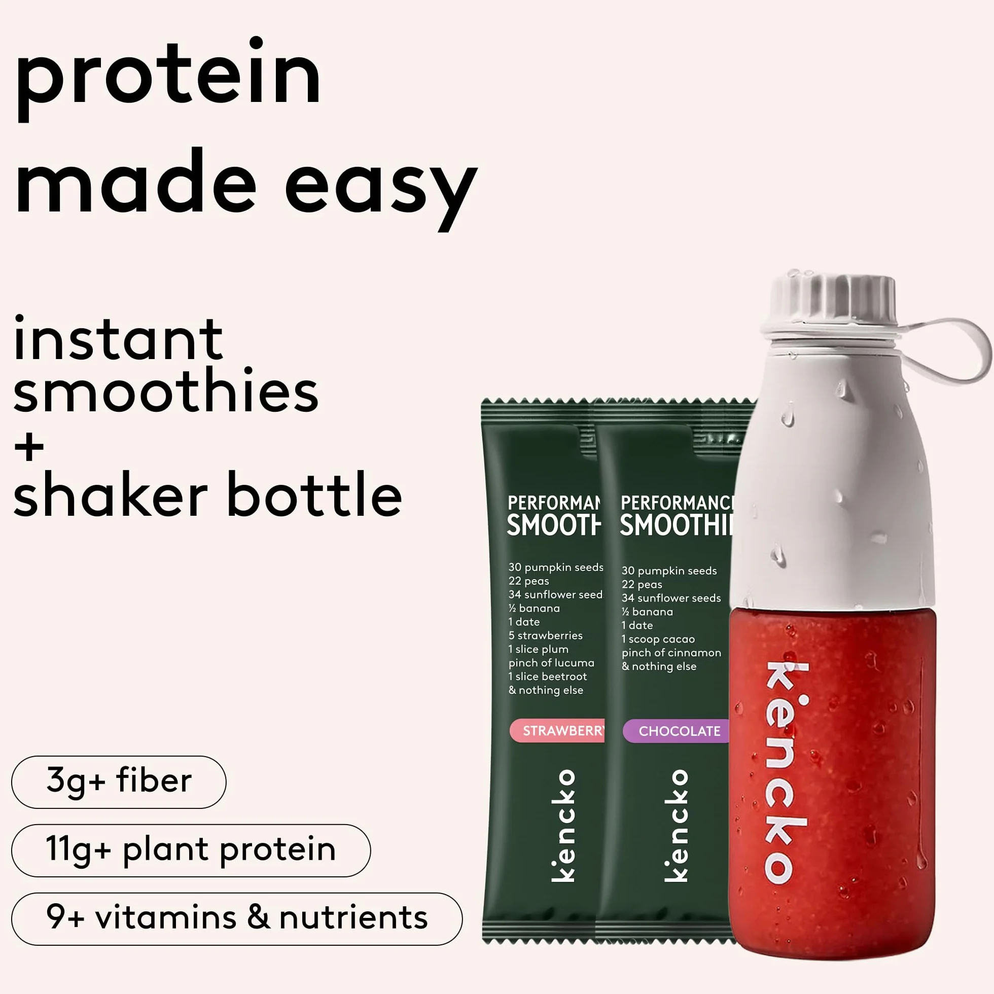 Performance Smoothie Conventional Starter Pack 1x Chocolate 1x Strawberry 1 Universal Bottle