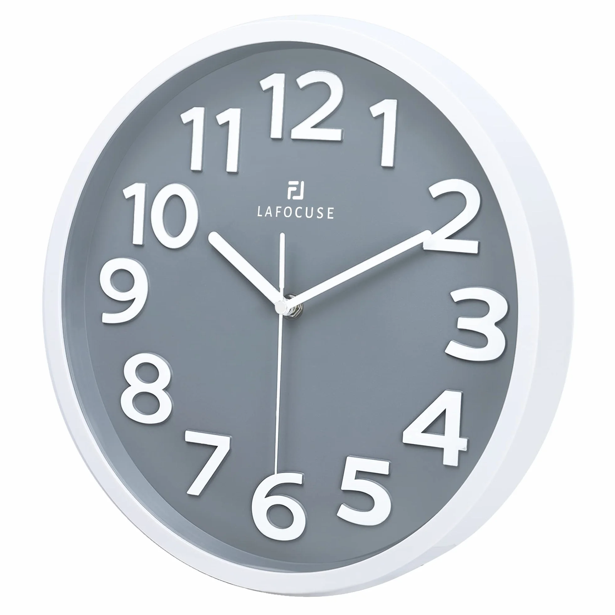 Lafocuse 30cm Reloj de Pared Números Grande 3D, Gris Silencioso Moderno Reloj Cocina Pared Fácil de Leer, Decorativo sin Tictac para Salon Dormitorio Oficina