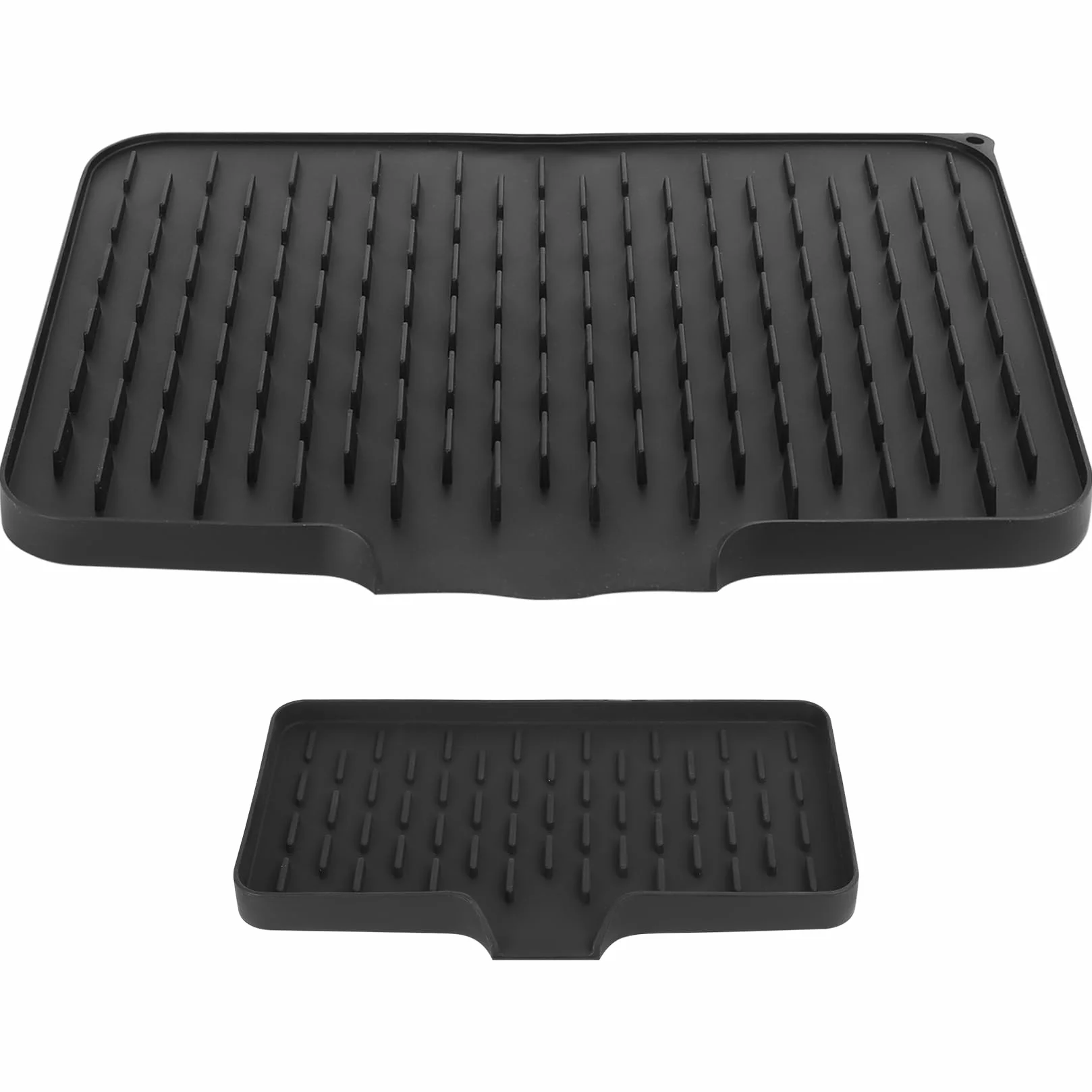 2 PcsAlfombrilla Escurreplatos de Silicona, Alfombrilla para secar Platos, Alfombrillas de Drenaje Antideslizantes, Alfombrilla Secado de Platos para Fregadero Encimeras de Cocina,40x30cm/25x13cm