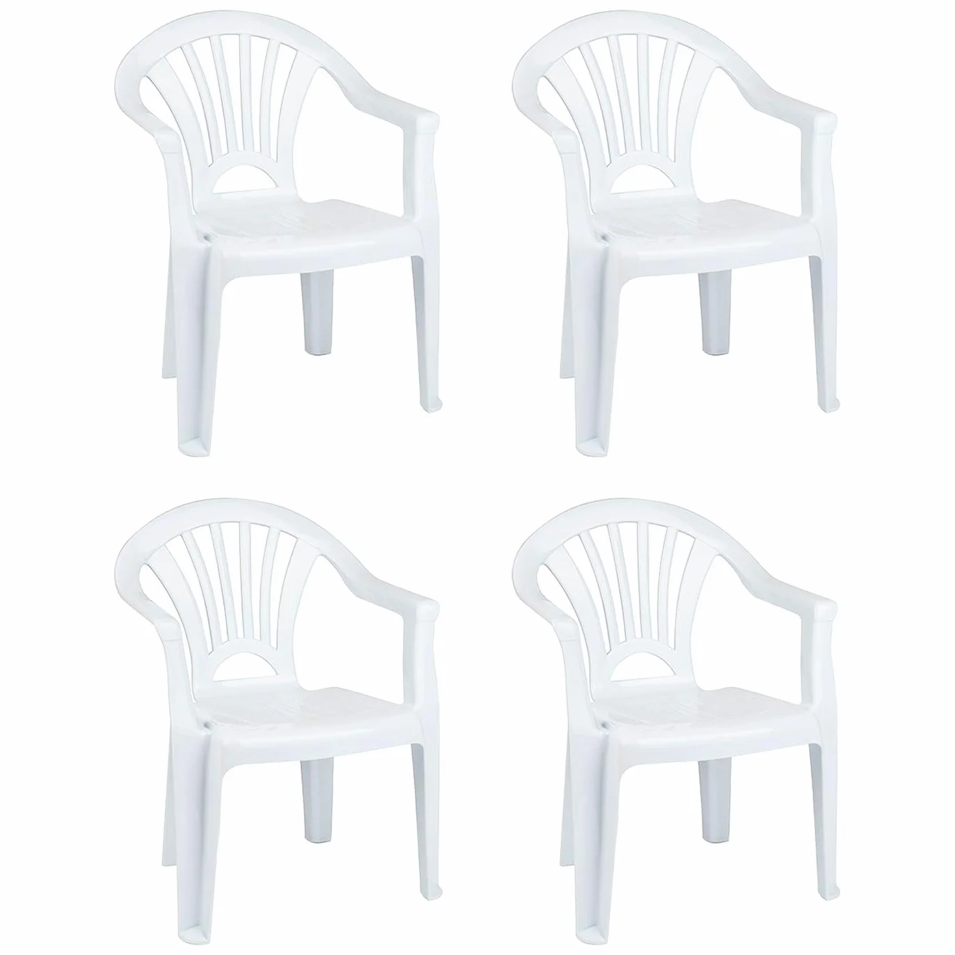 Acan Tradineur - Pack de 4 Sillas Infantiles Modelo Tipi - Fabricado en España -Ligera y fácil de Transportar - Ideal para Jugar, Leer y Dibujar - 50 x 35 x 28 cm - Color Blanco