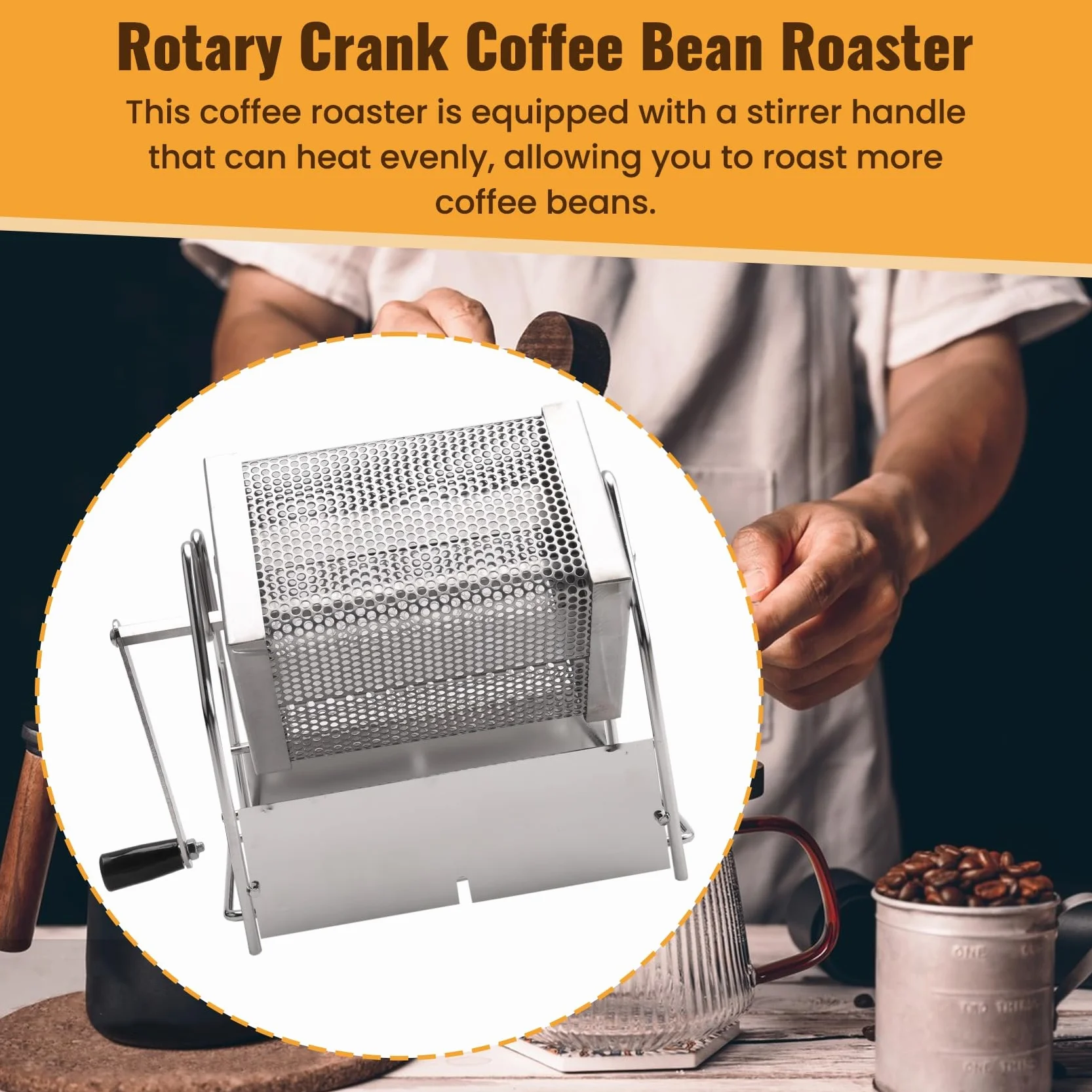 Tostador de café de acero inoxidable tipo tambor para granos, frutos secos