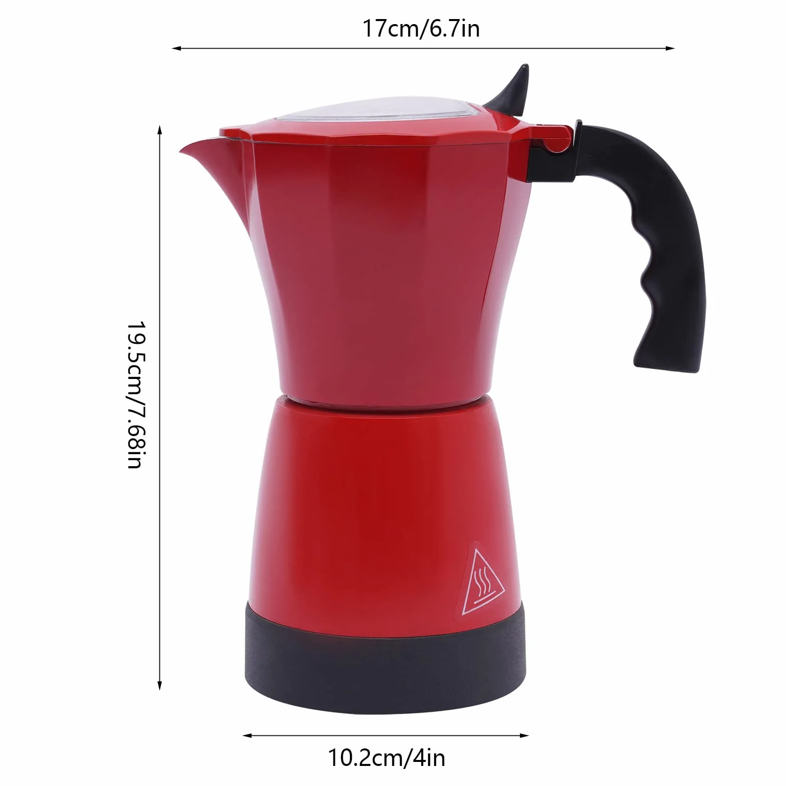 Cafetera de espresso eléctrica 480W 300ML para 6 tazas, rojo