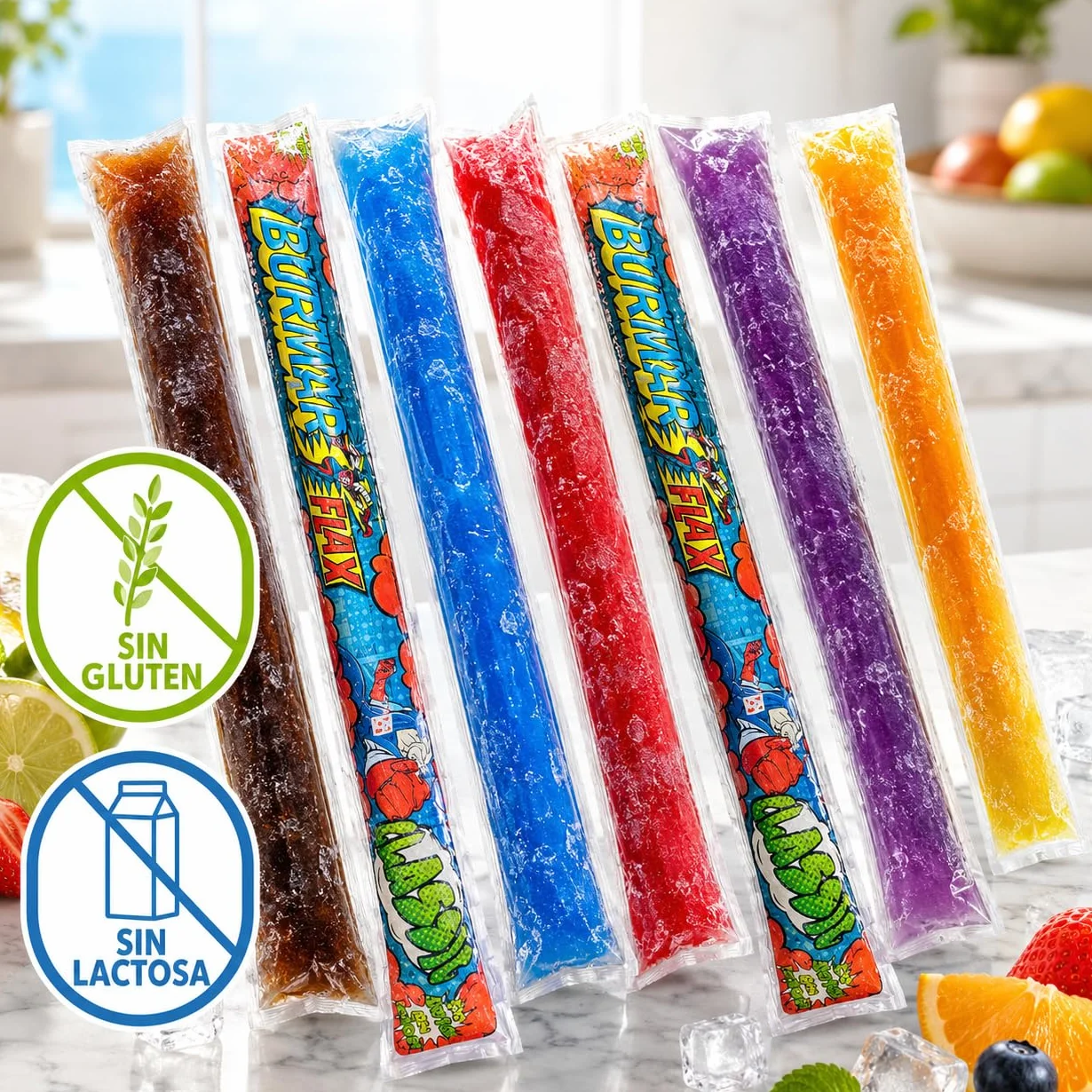 Burmar Flax Polo Flash Helados de Hielo sin Gluten sin Lactosa 6 Sabores 96