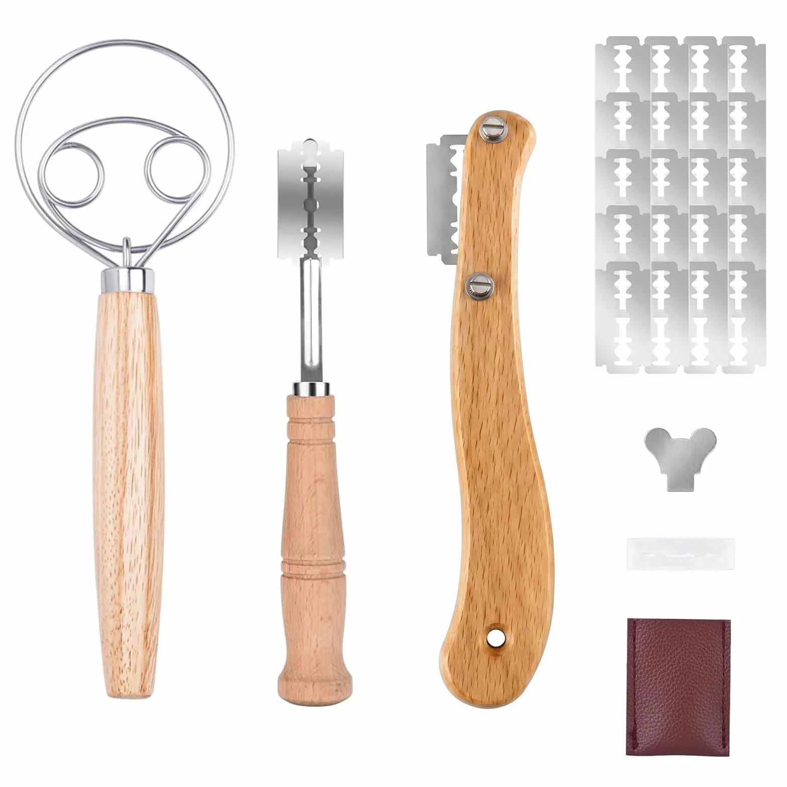 3 Piezas con 20 Hojas de Repuesto Cuchilla para Greñar Pan, Diseño de Varilla Danesa, Para Cortes Rectos y Curvos, Herramienta para Hornear Pan para Masa Madre, Baguette, Pan Artesanal