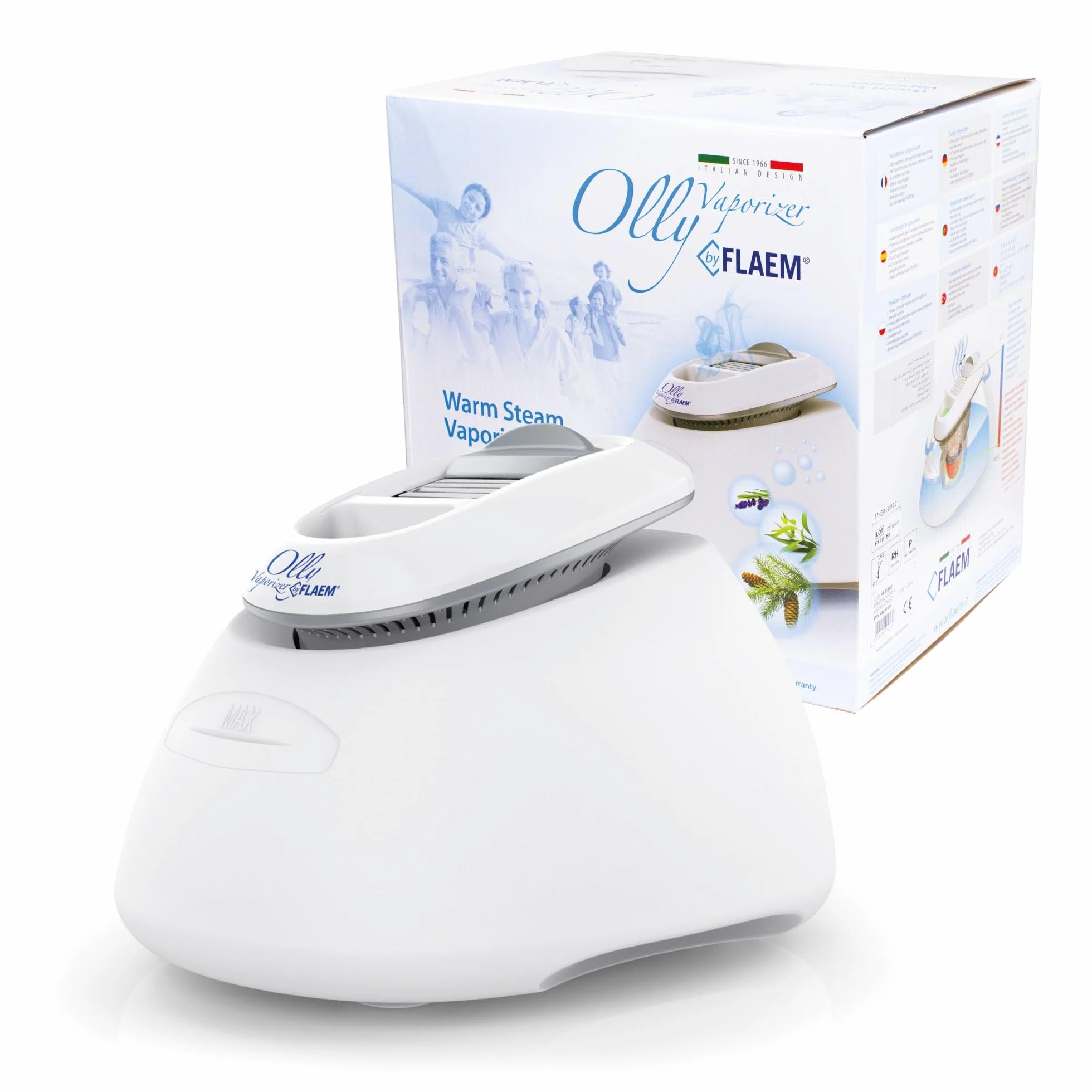 Flaem, Olly Humidificador de Ambiente, Difusor de Aceites Esenciales, Pre-Enfriamiento del Vapor Estéril, Seguro para los Niños, Luz Nocturna, Capacidad 4,5 l, Ideal para 25 m², Diseño Italiano