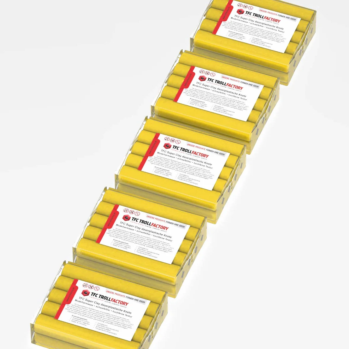TFC SuperClay I - Pasta para modelar (100% cera de abeja) y aceites, color amarillo, 5 x 500 g