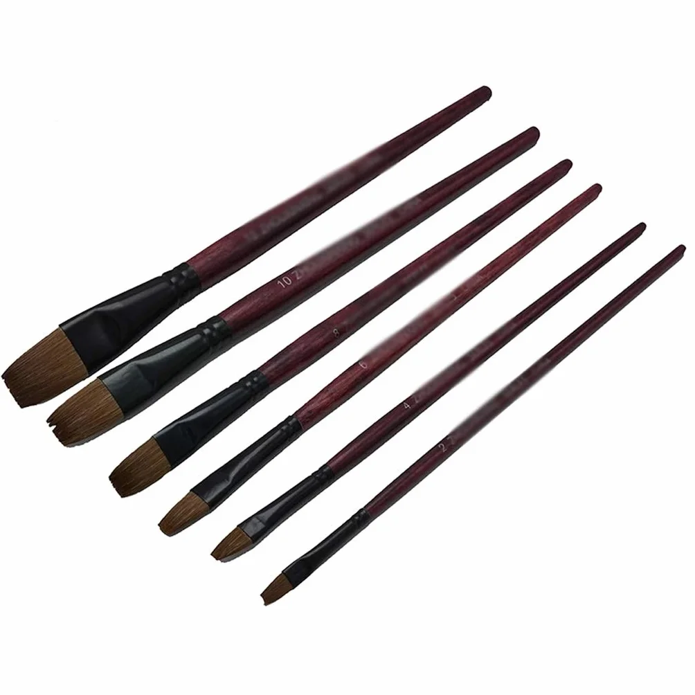 Juego de Pinceles (6 Piezas): Pinceles de óleo de Pelo de comadreja, Pinceles para Acuarela y acrílicos. Incluye Materiales y Herramientas para Dibujo y Arte.