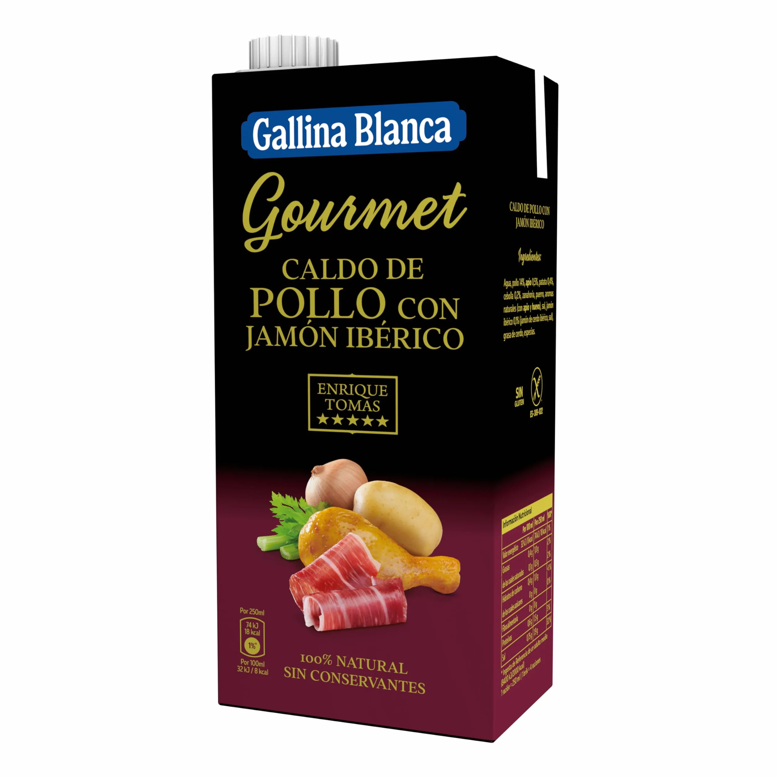 Gallina Blanca Caldo Gourmet de Pollo con Jamón Ibérico Enrique Tomás 1L