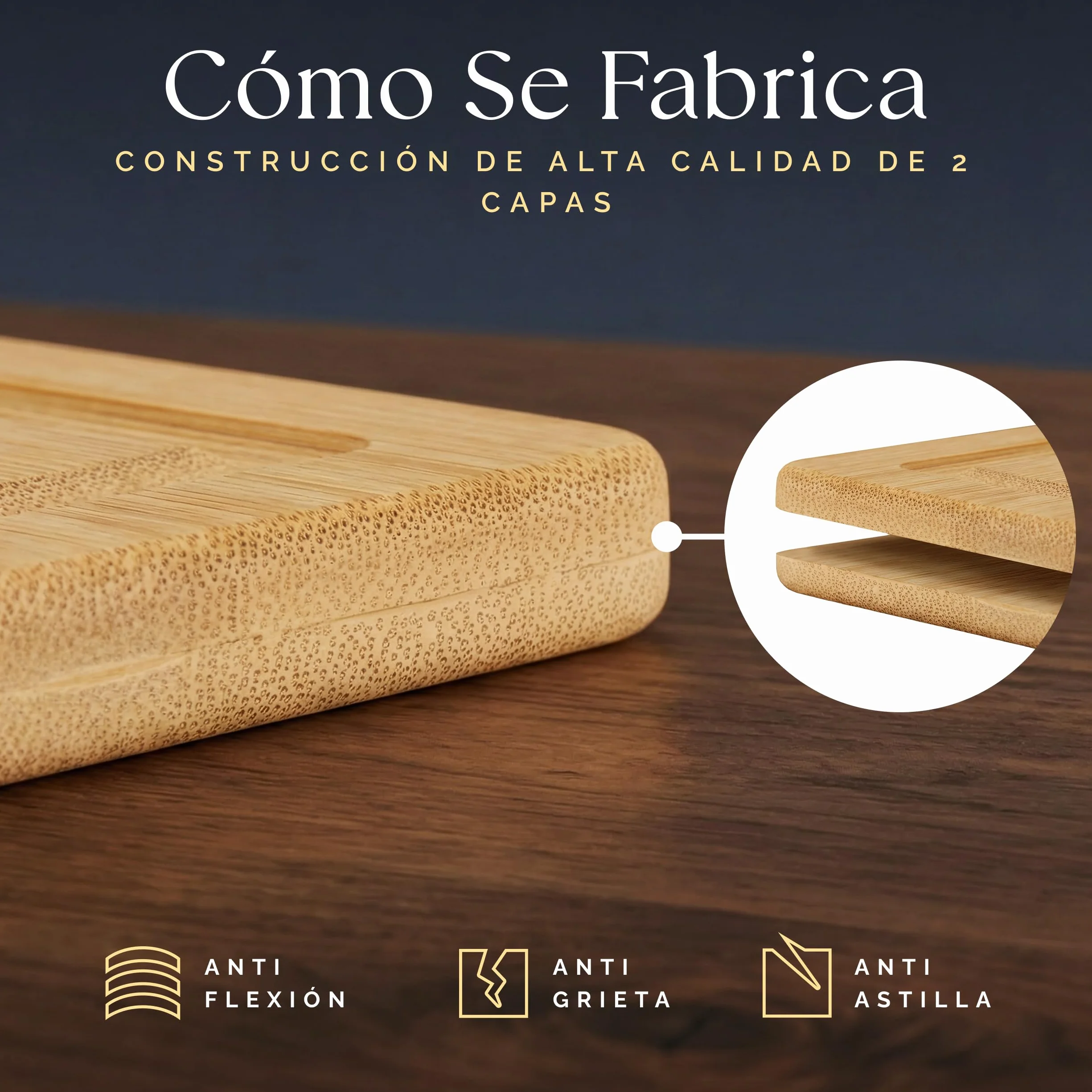 Deer & Oak Set de 3 Tablas de Cortar Bambú con Asas y Ranuras 33x24 28x20 22x15 cm Pre-aceitadas Ecológicas