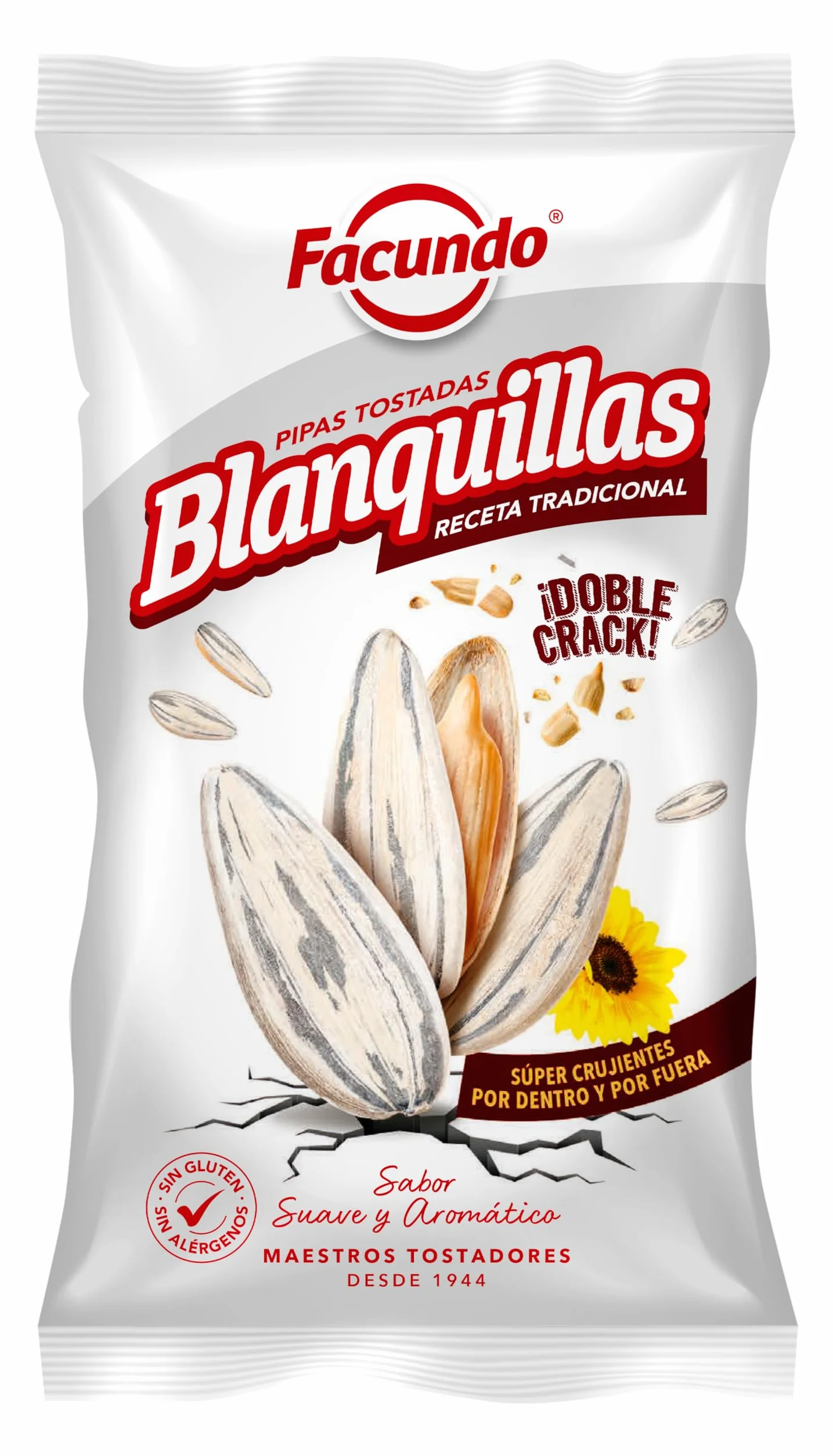 Facundo Pipas Blanquillas de Girasol Tostadas y Saladas 200g Extra Crujientes