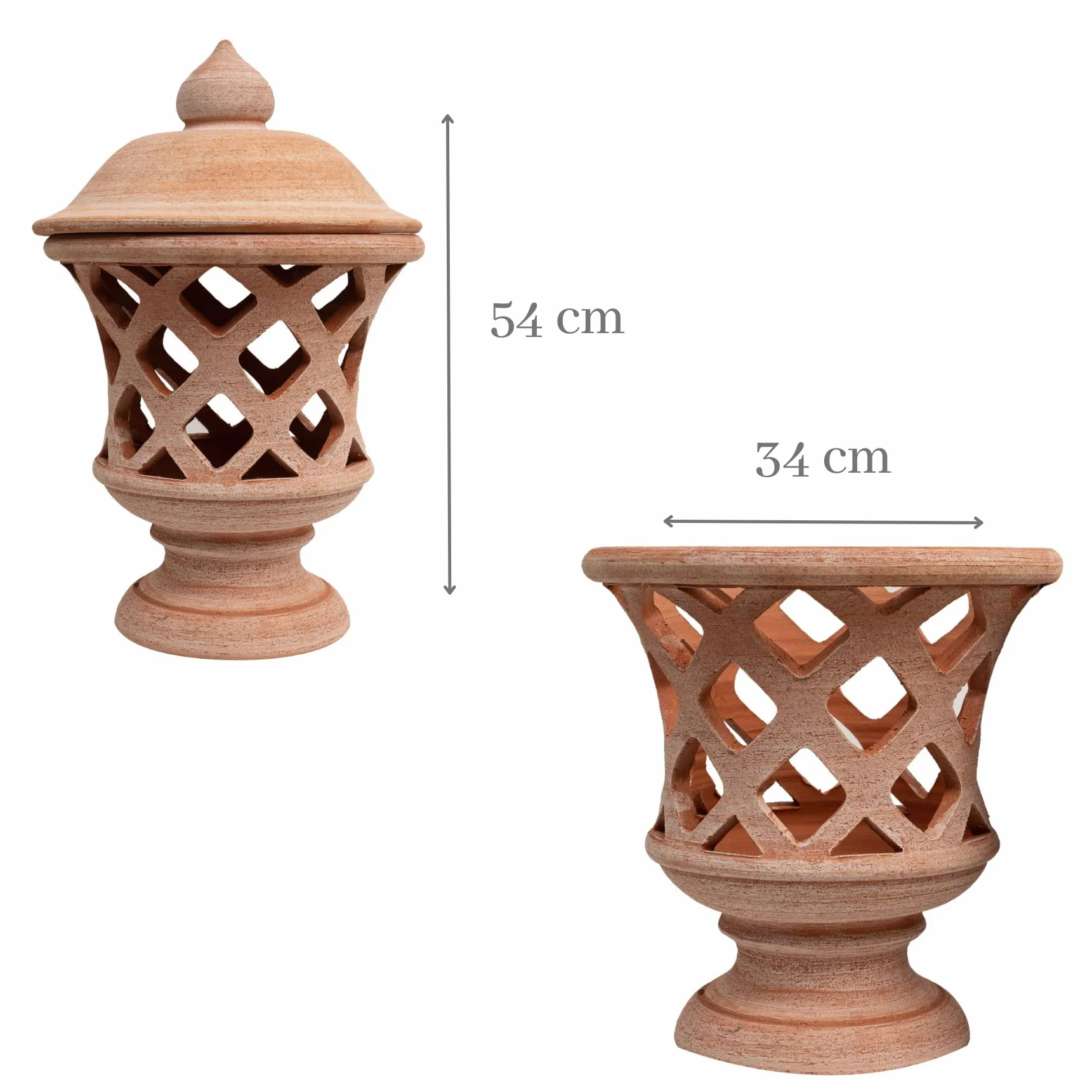 Biscottini Farol de exterior de terracota 55 x 35 x 35 cm | Faroles de exterior portavelas fabricados en Italia | Faroles para iluminación de jardín