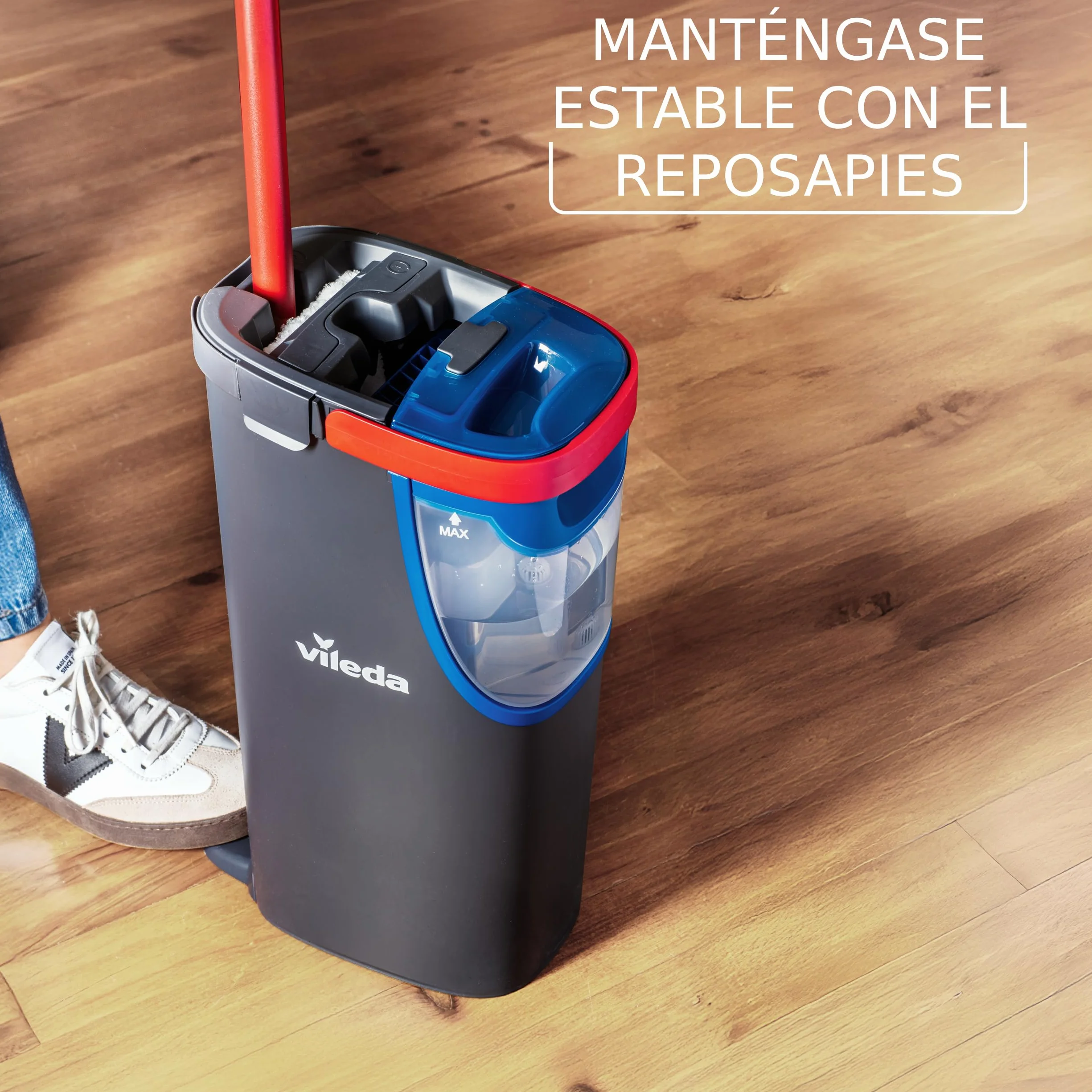 Vileda H2Pro Sistema de mopa Plana Agua Limpia y Sucia Separadas Escurrido con una Mano Microfibra