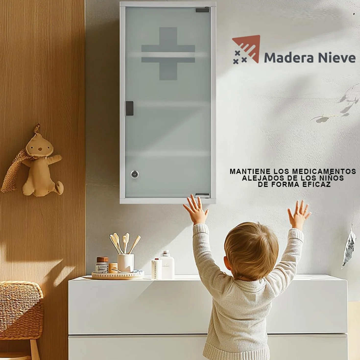 Botiquín de Primeros Auxilios de Acero Inoxidable para Pared con Cerradura y Estantes Blanco 57x27