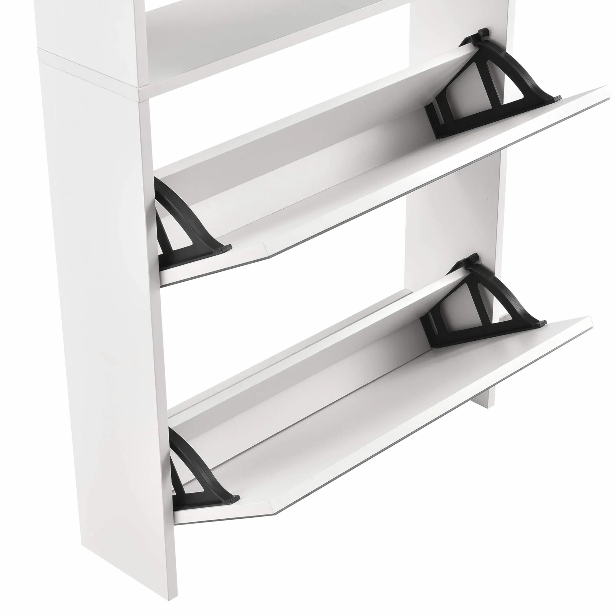 [en.casa] Zapatero con Espejo 134 x 63 x 17cm con 4 Compartimentos de Almacenamiento Mueble Zapatero Organizador de Zapatos Blanco