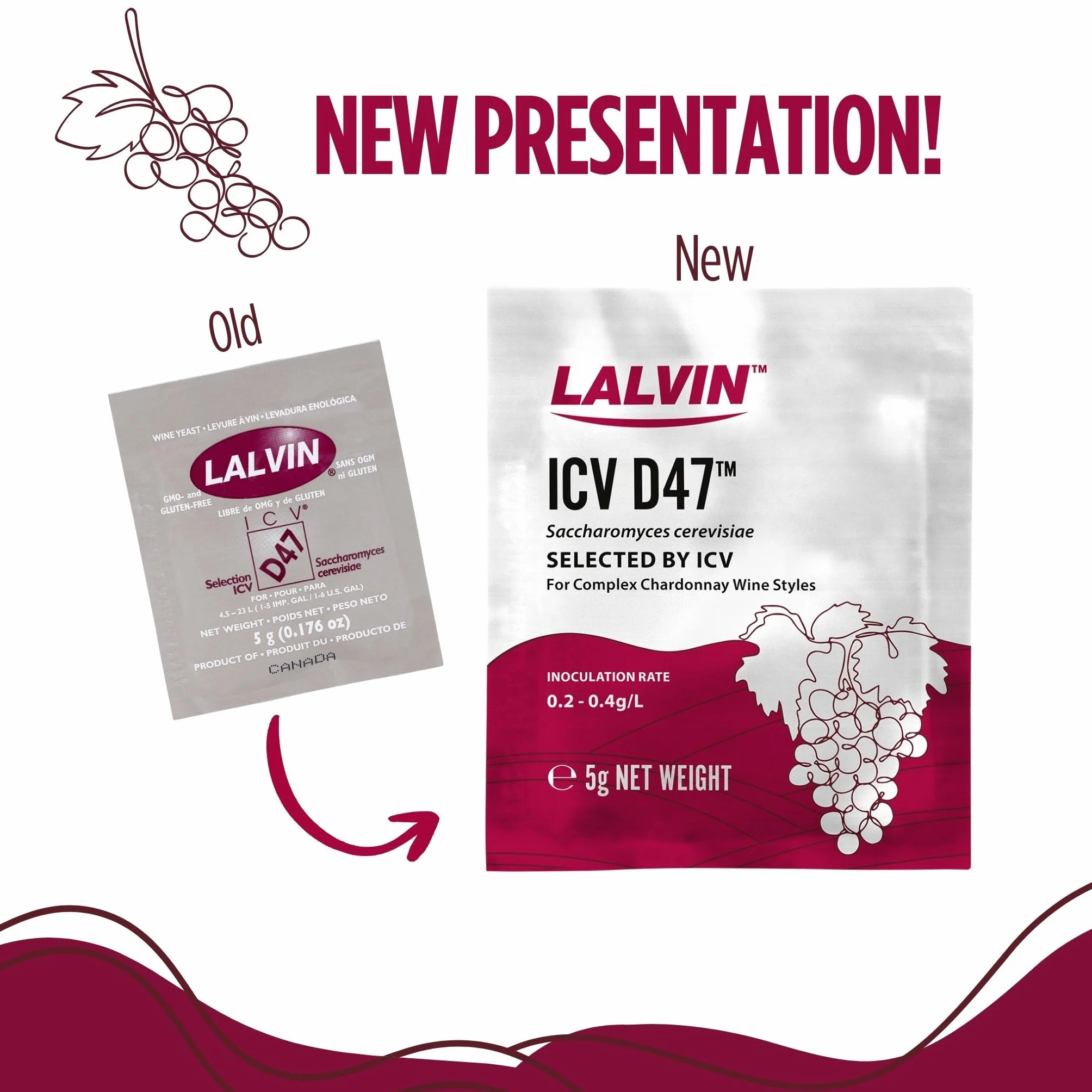 Lalvin D47 Levadura de Vino 5 Paquetes - Levadura de Hidromiel - Saccharomyces cerevisiae 5 g