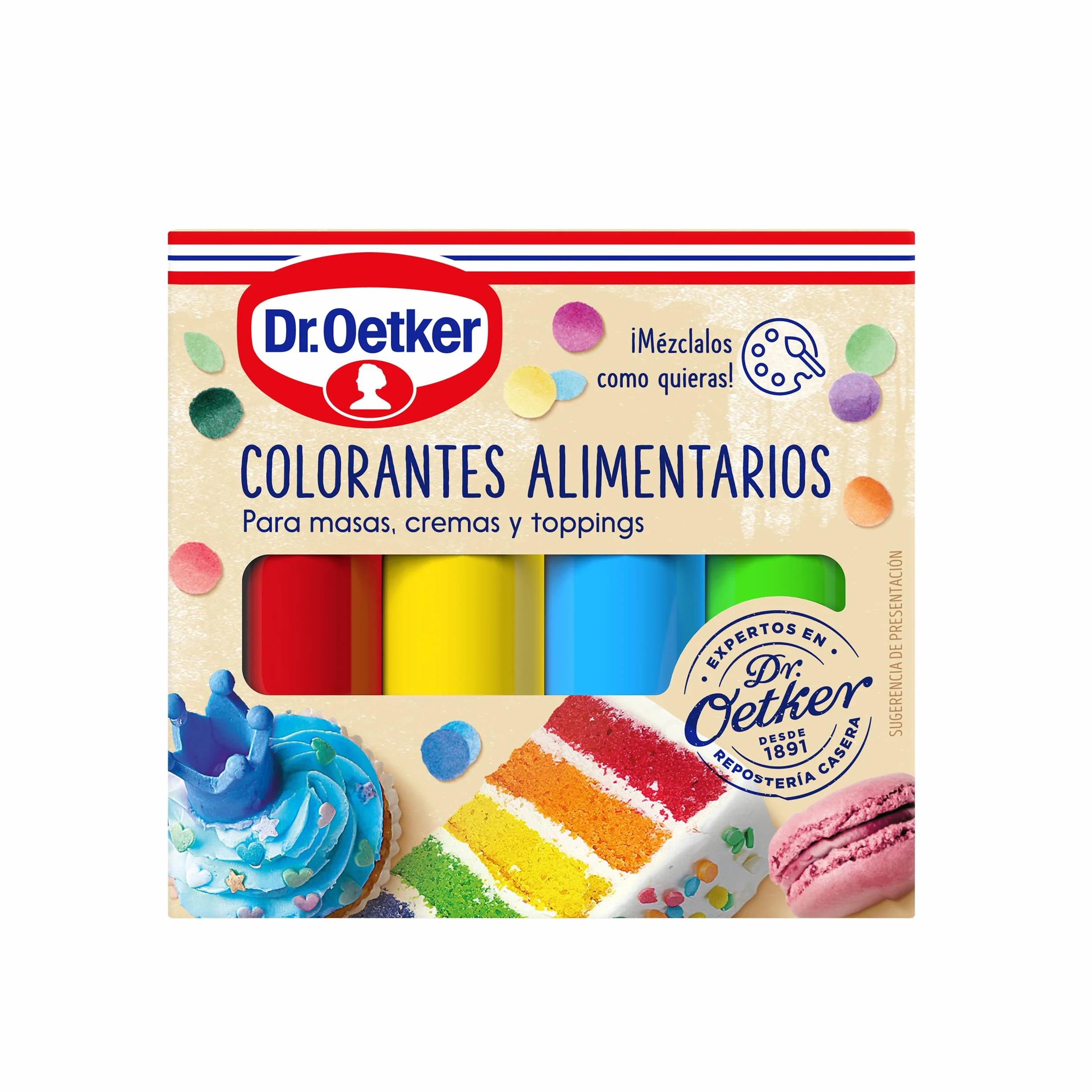 DR. OETKER Colorantes Alimentarios Pack de 4 Lápices para Pasteles, Tartas y Fondants