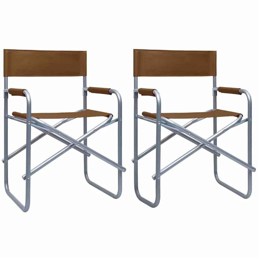 vidaXL 2X Sillas de Director Asientos Balcón Casa Hogar Muebles Mobiliario Decoración Bricolaje Sofás Sillones Mesas Butaca Acero Marrón