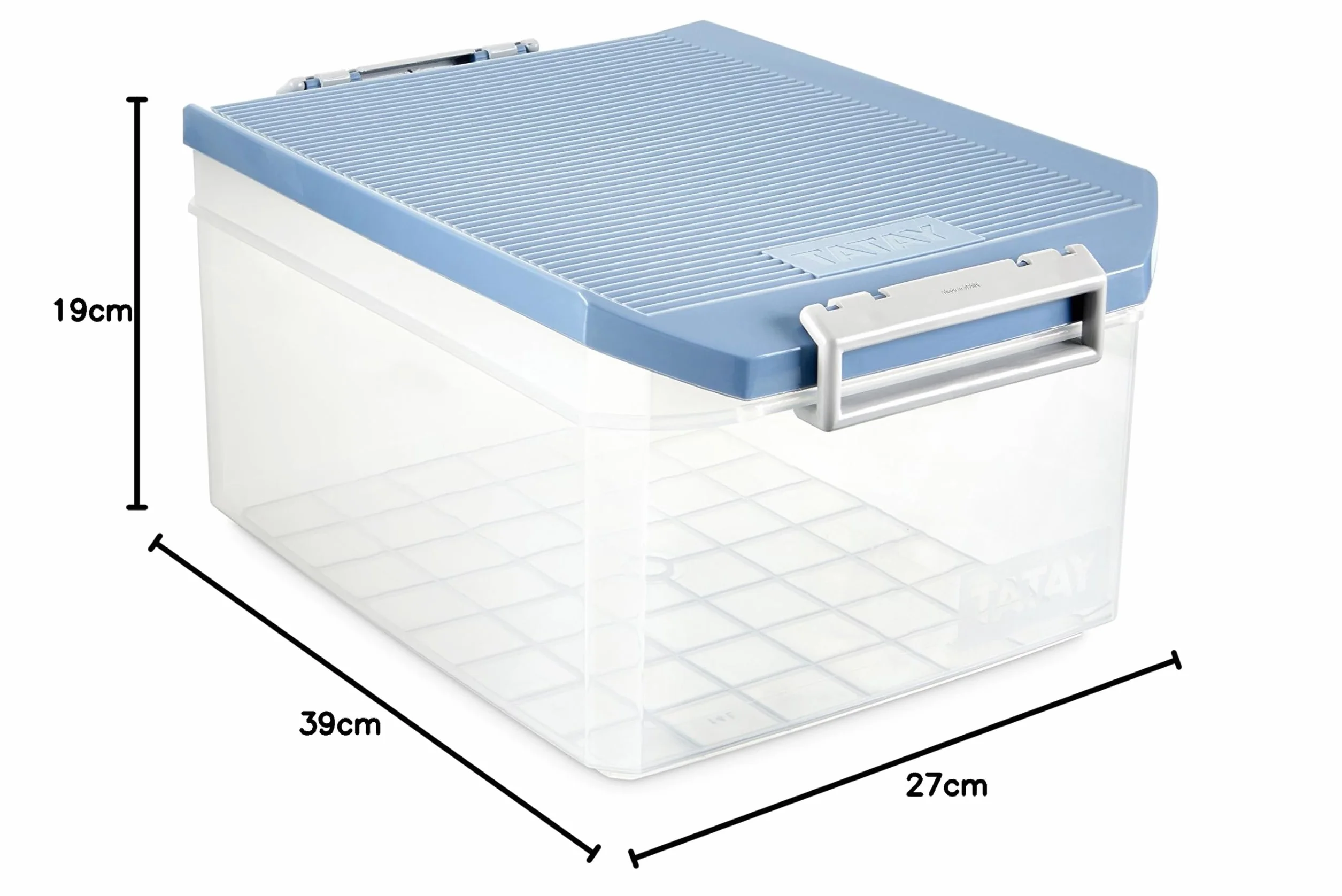 Tatay Caja Almacenaje Plastico 14 L Multiusos - Classic | Tapa con Bisagra Incluida | Asas Ergonómicas en ABS | Diseño Apilable y Resistente | Plástico Libre de BPA | 27x39x19 cm, Azul