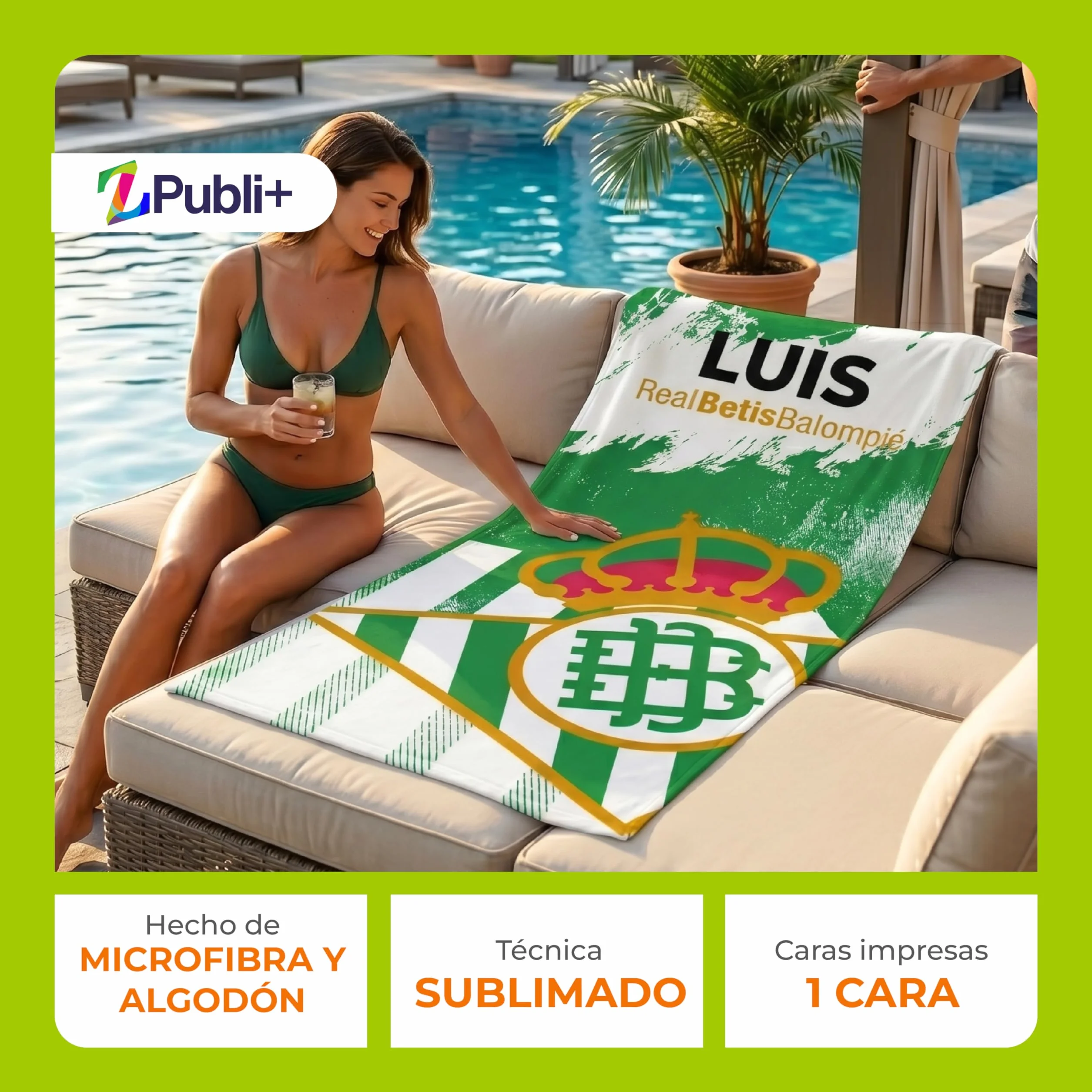 Toallas de Playa o Ducha Personalizadas con Nombre o Frases. Toallas Infantiles, Regalo Infantil Original para baño, Piscina, Playa, Camping. Varias Medidas Disponibles (Betis RBB, 50x30)