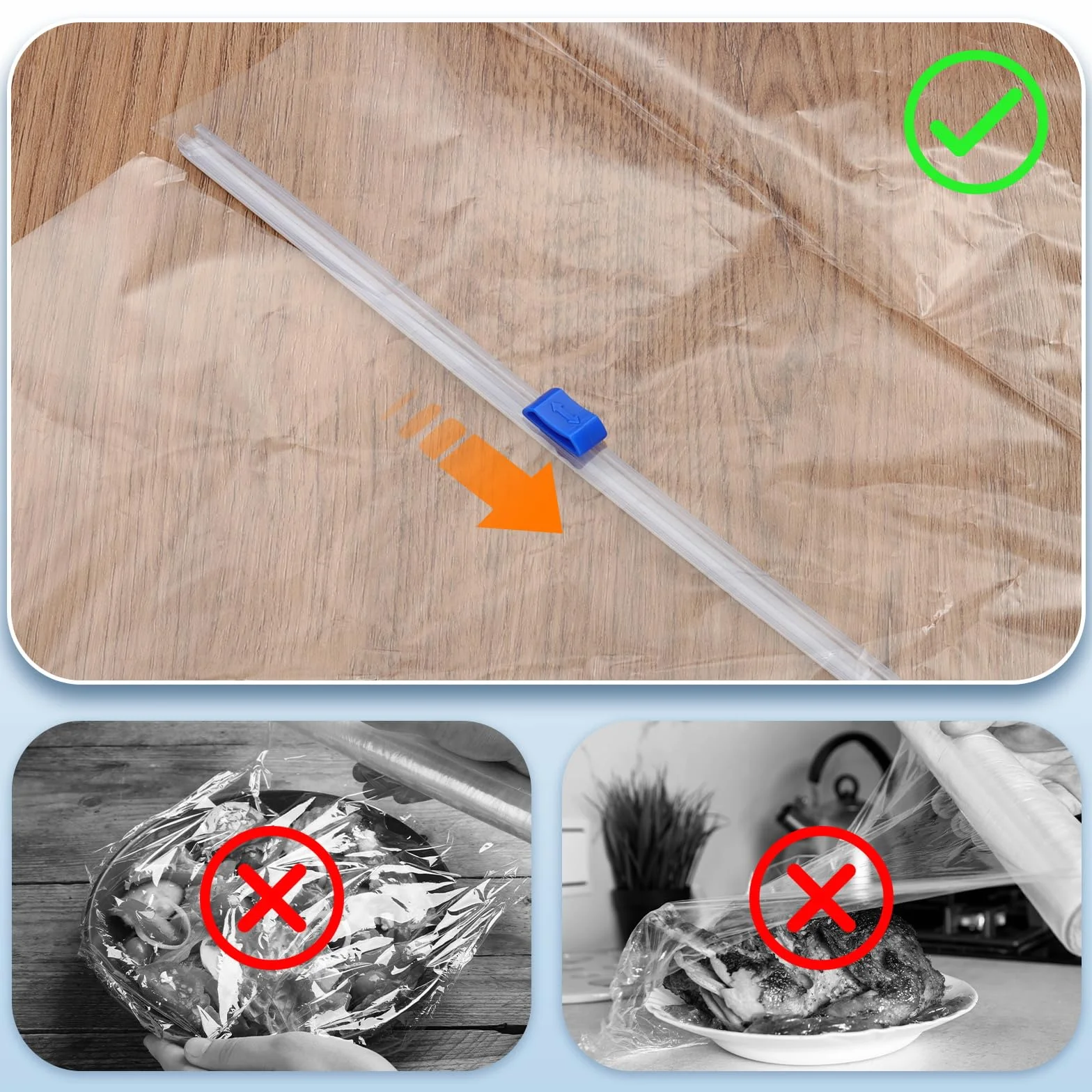 PATIKIL 8 Piezas Cortador De Plástico, Cortador Deslizante De Plástico De 13 Pulgadas Instalación Autoadhesiva Reemplazo para Dispensador De Papel De Aluminio Papel Encerado, Azul