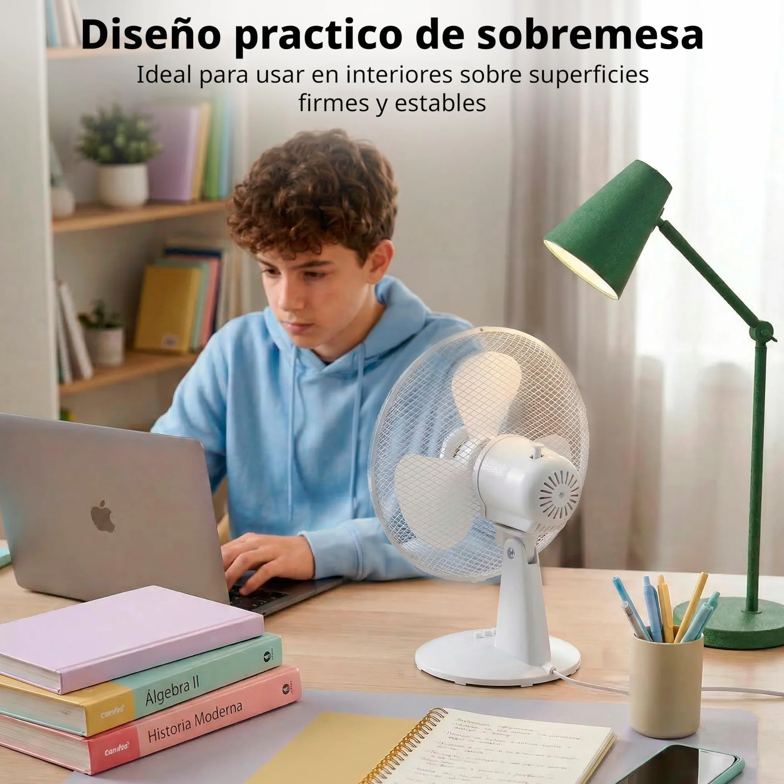 COMFEE Ventilador de Mesa 25W 23cm 2 Velocidades Oscilación 90º Silencioso
