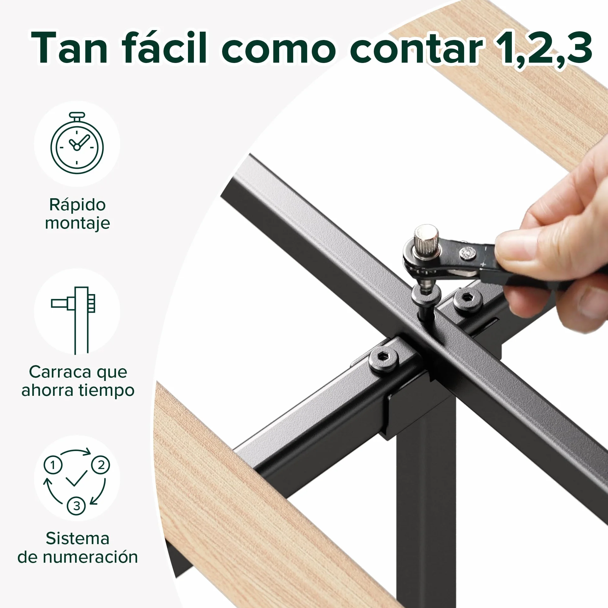 Zinus Maya Estructura Cama 150x190 cm Queen Size Tapizada con Cabecero Láminas de Madera Gris Oscuro