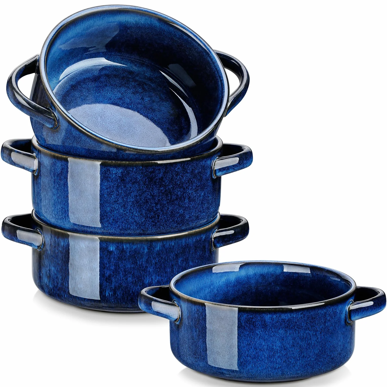 vancasso STARRY Cuencos de Sopa con Asas, Cuencos Soperos de Cebolla de Gres, Juego de Cuencos de 30 Oz para Cereales, Pasta, Chile, Guiso, Apto para Horno, Microondas, Lavavajillas, Juego de 4