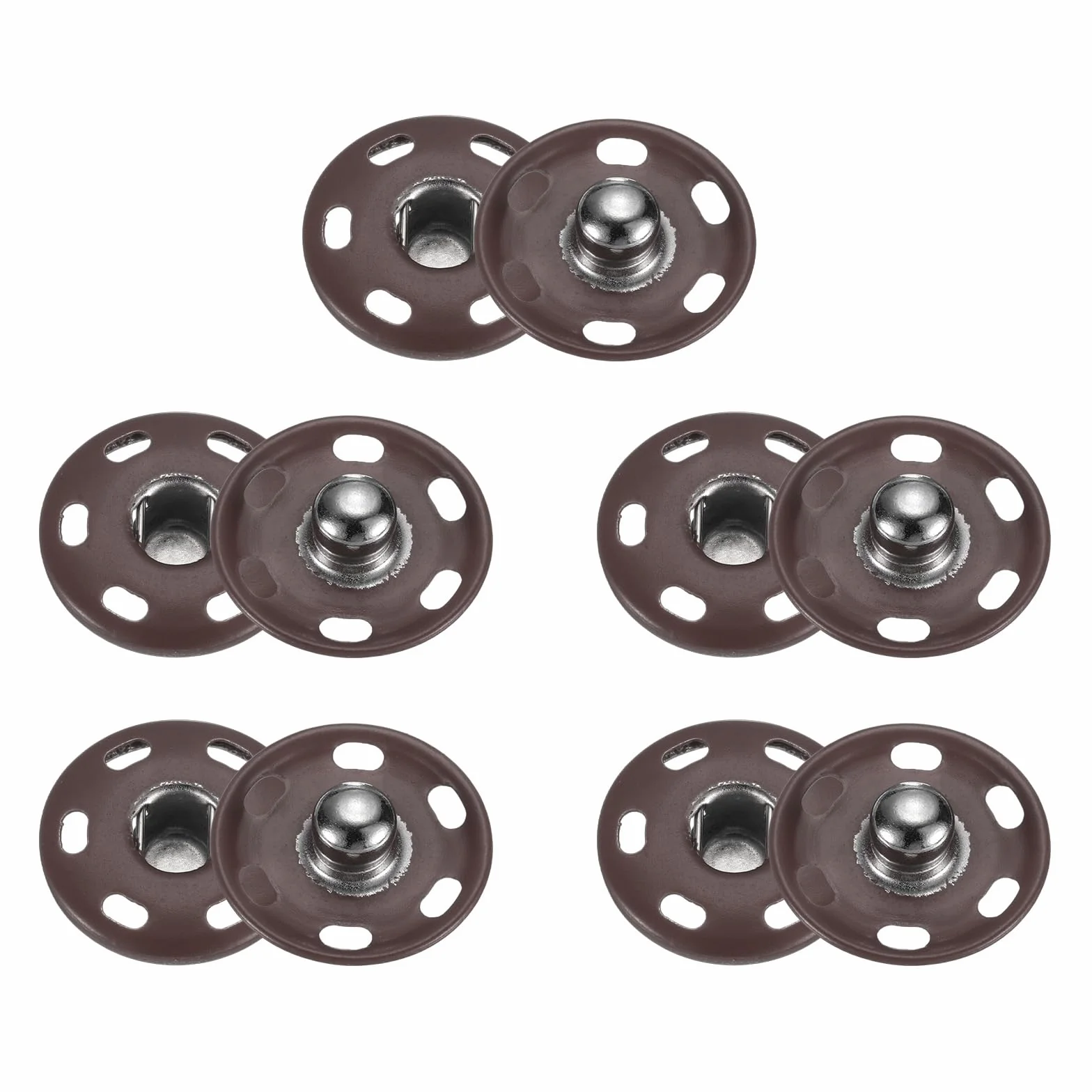 HARFINGTON Juego de 5 botones a presión de metal de 19 mm para coser a presión para cierre, bolso, ropa, costura, manualidades, color café